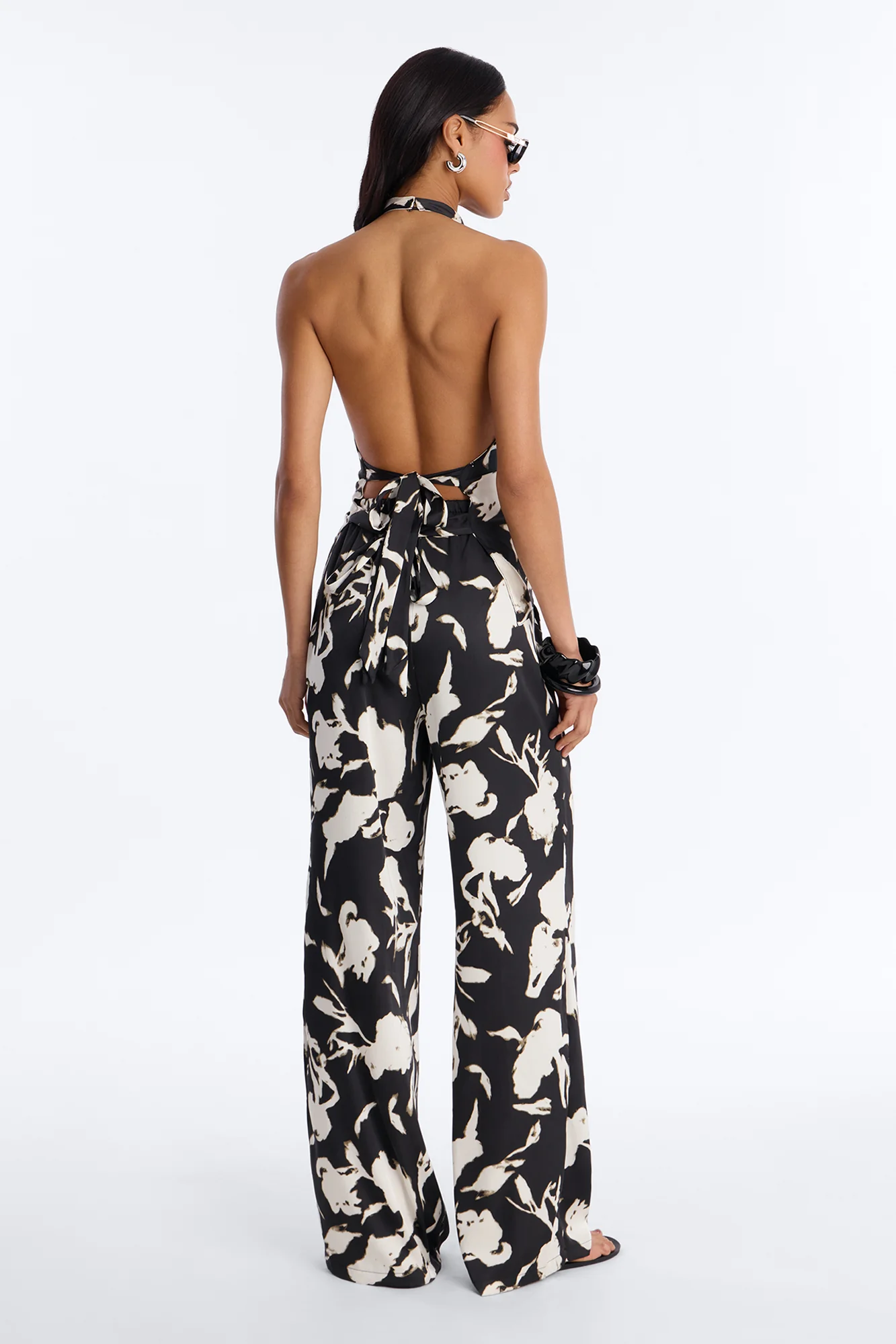 Isabelle Printed Halter Cowl Neck Pant Set - Black/combo - Image 4