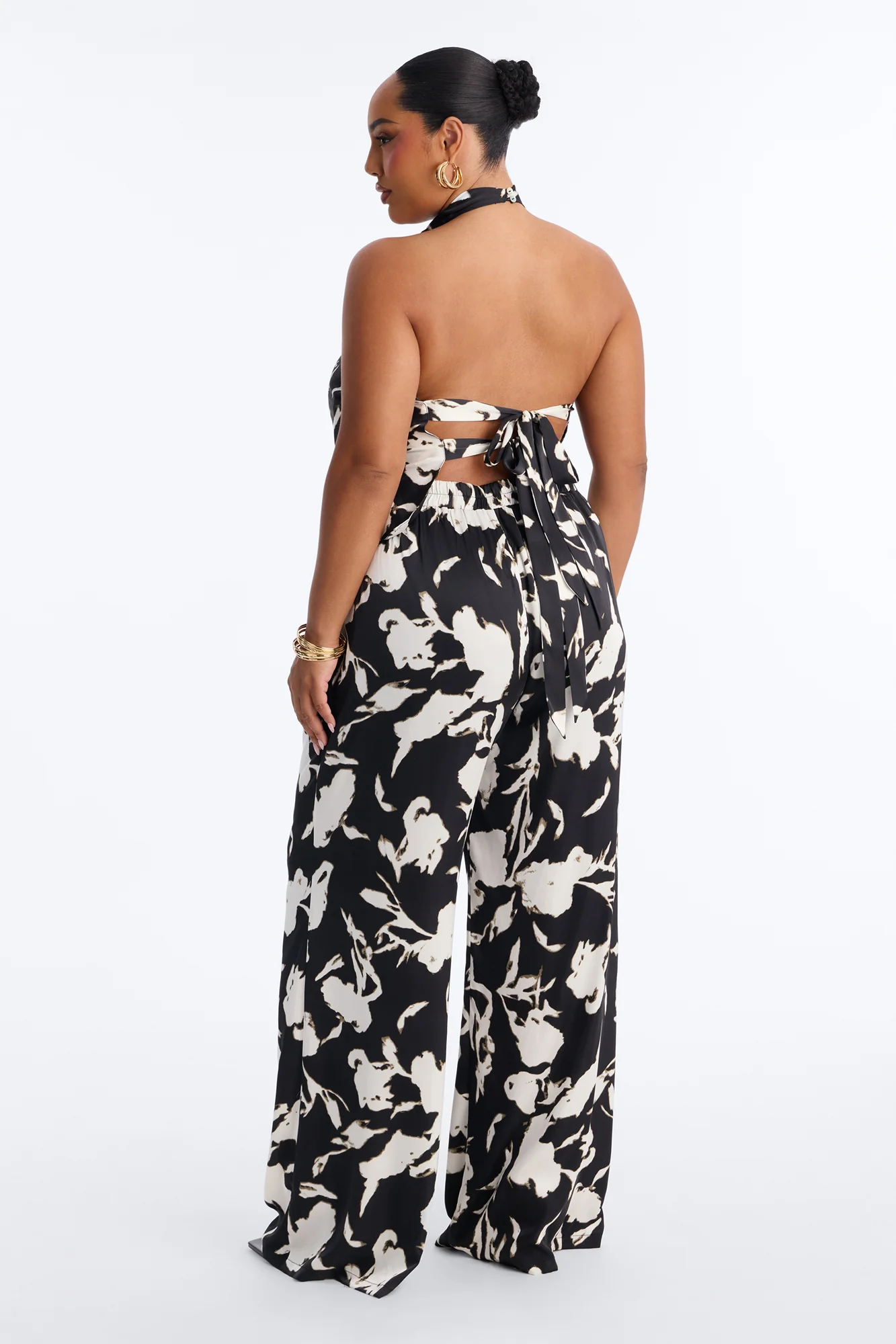 Isabelle Printed Halter Cowl Neck Pant Set - Black/combo - Image 7