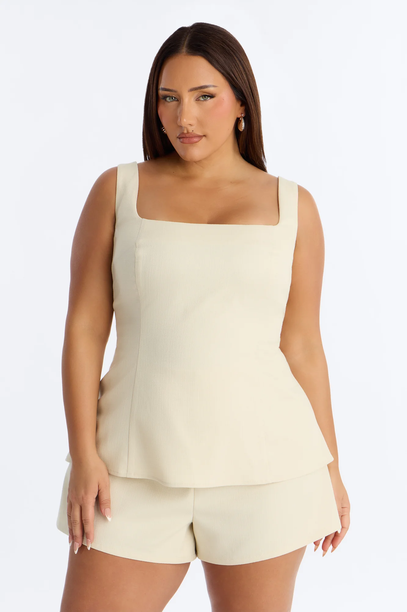 Isla Linen Sleeveless Romper - Natural - Image 6