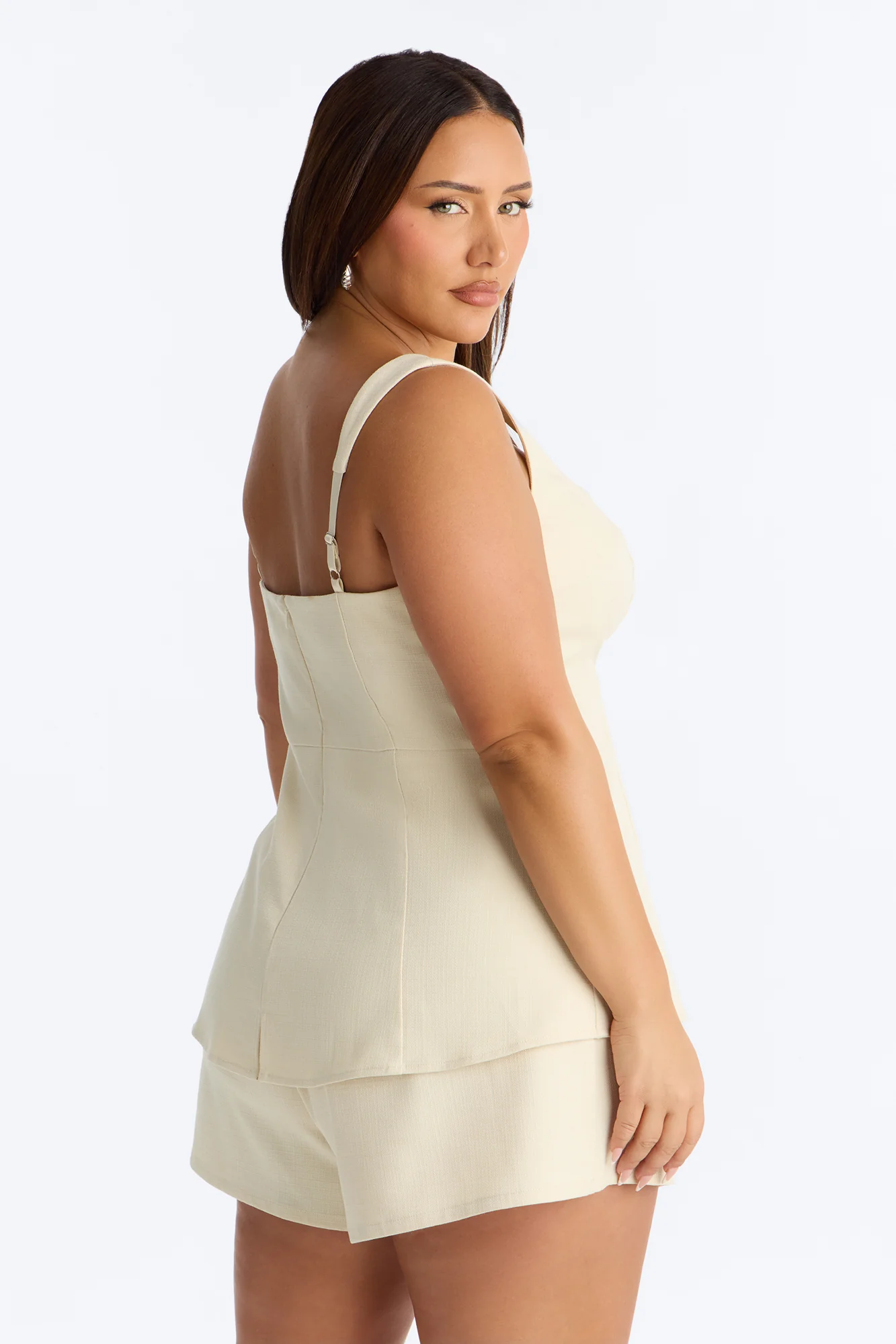 Isla Linen Sleeveless Romper - Natural - Image 7
