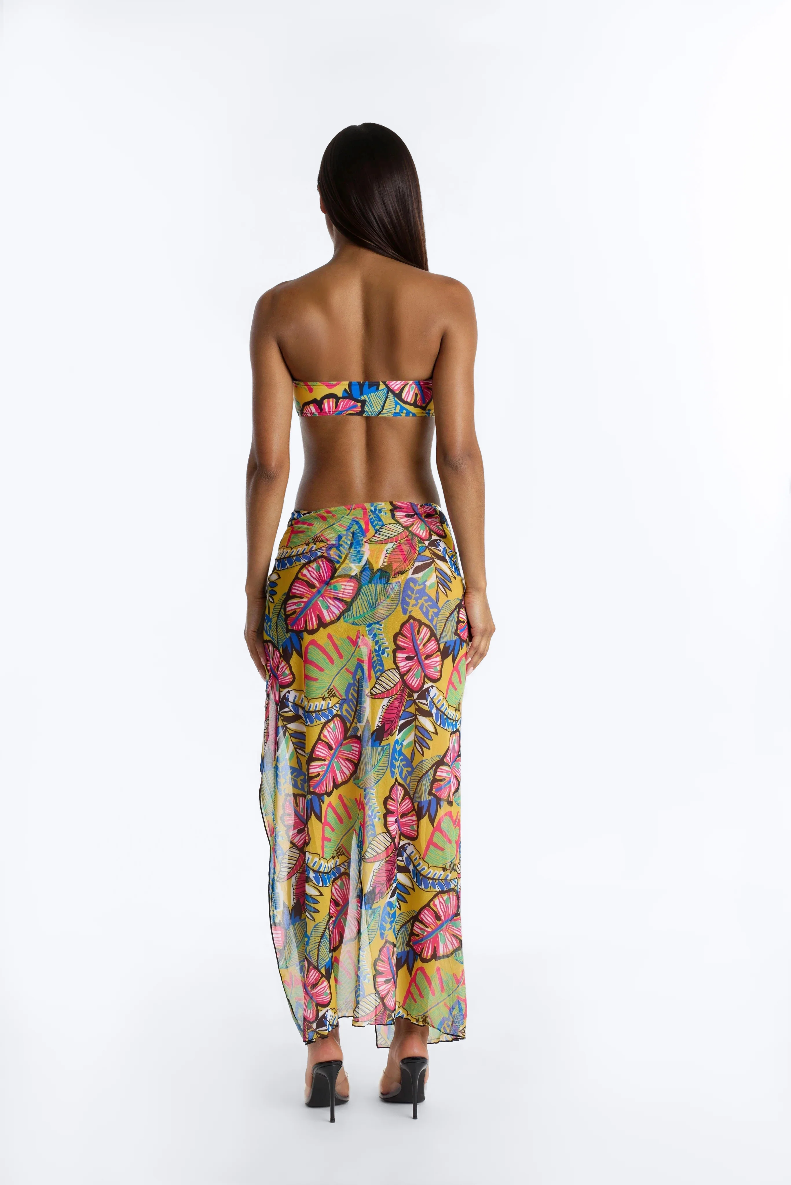 Isla Tropical 3 Piece Bandeau & Coverup Skirt Sunsuit - Multi Color - Image 5
