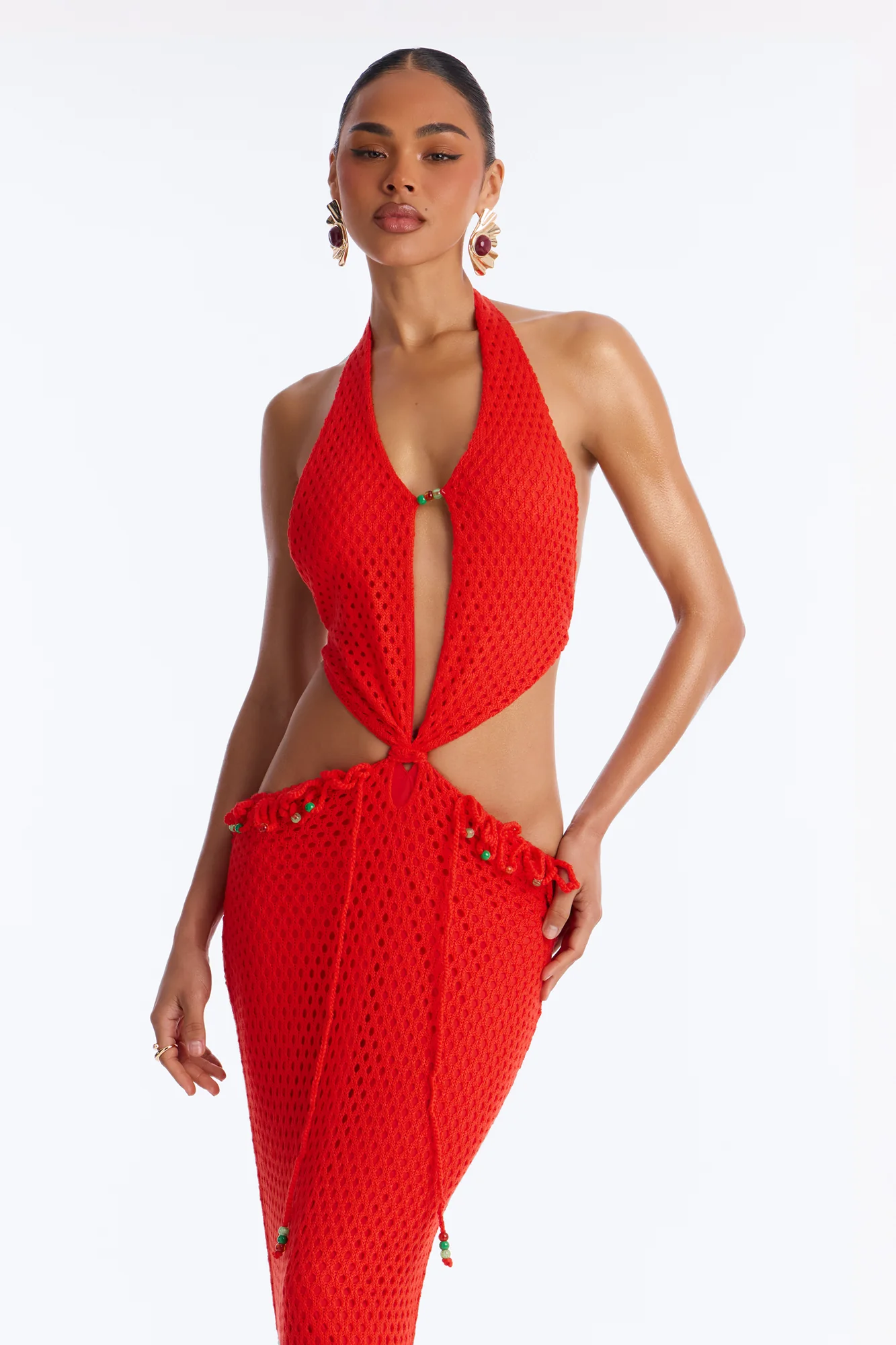 Island Affair Crochet Maxi Dress - Orange - Image 2