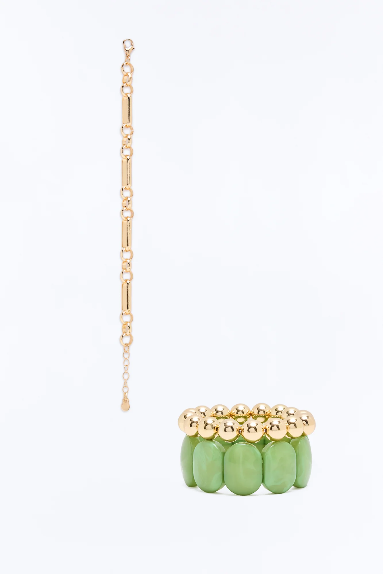 Island Babe 3 Piece Bracelet Set - Gold/Green