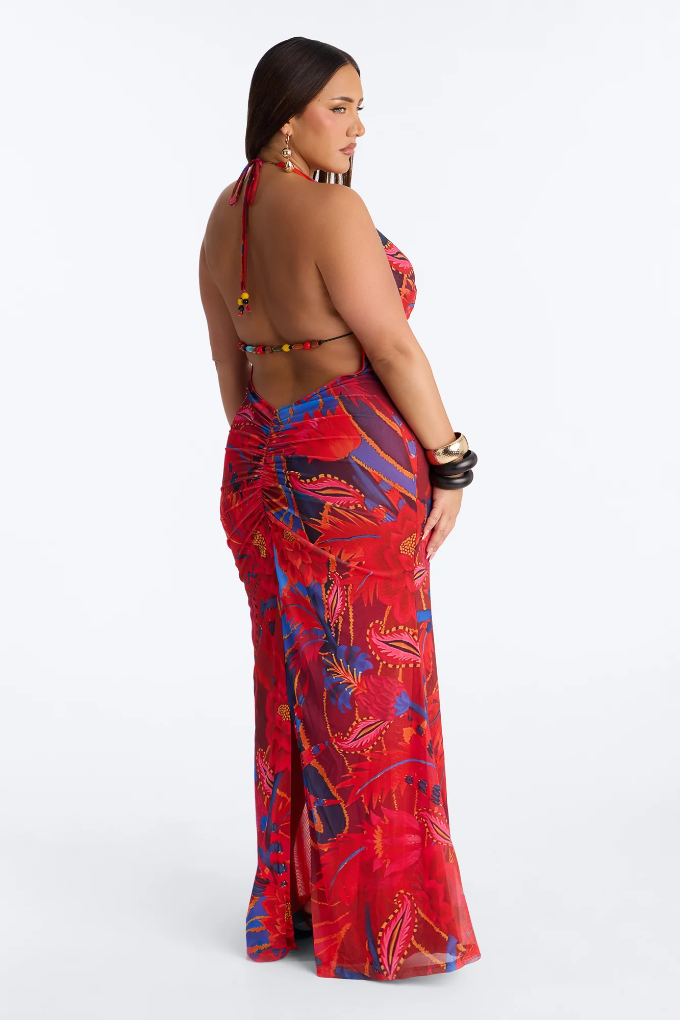 Island Diva Backless Mesh Maxi Dress - Red/combo - Image 8