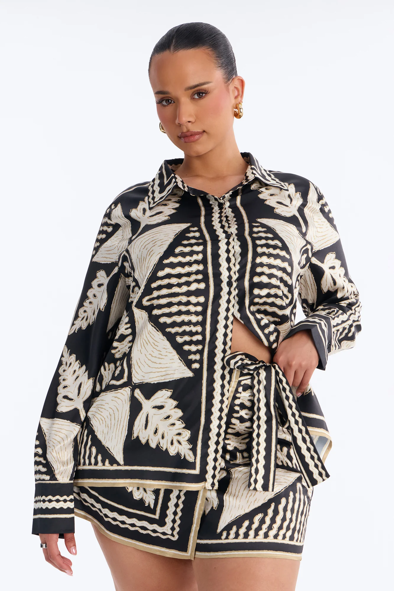 Island Escape Satin Skort Set - Black/combo - Image 5