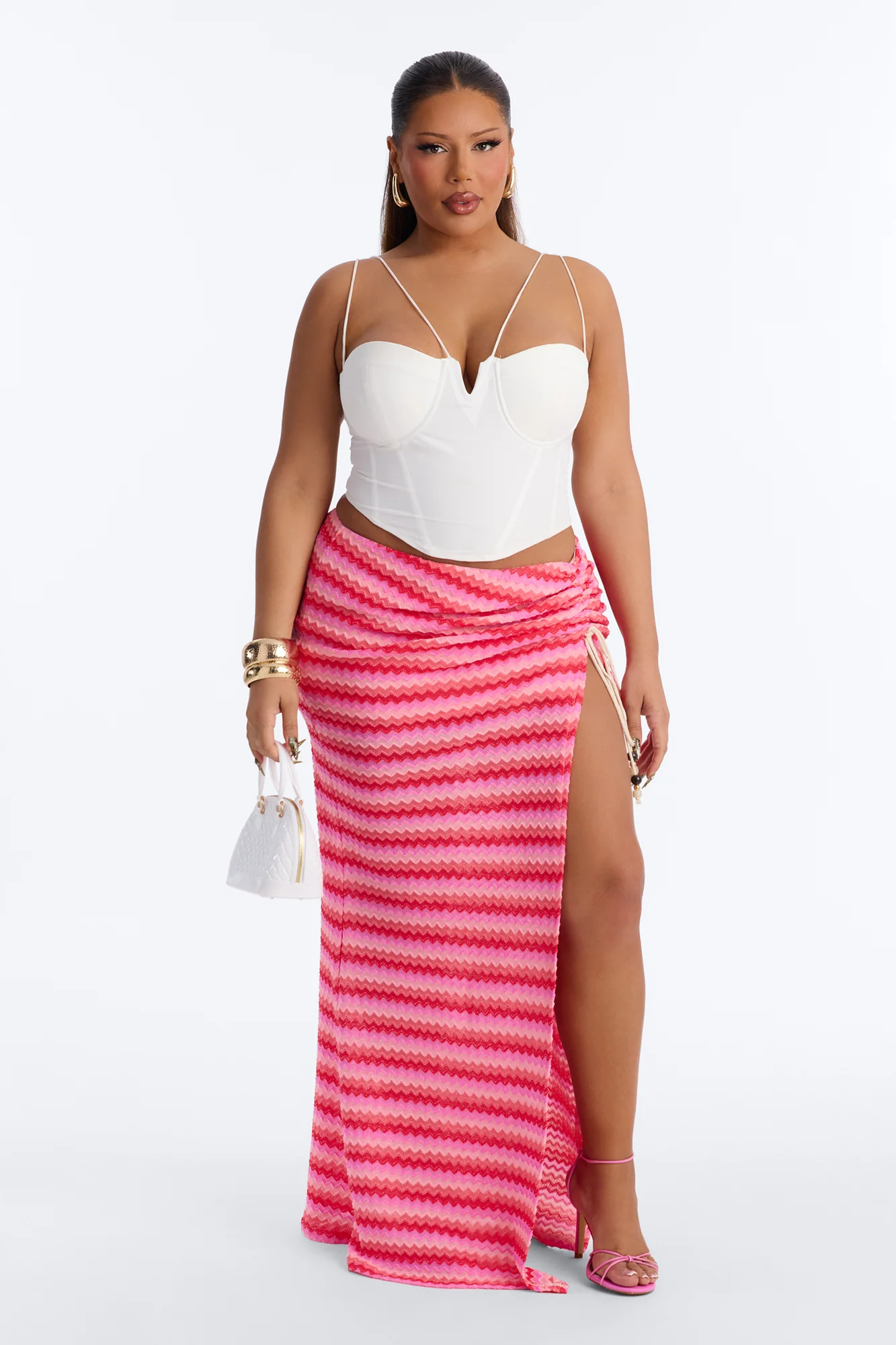 Island Gal Striped Crochet Maxi Skirt - Pink/combo - Image 5