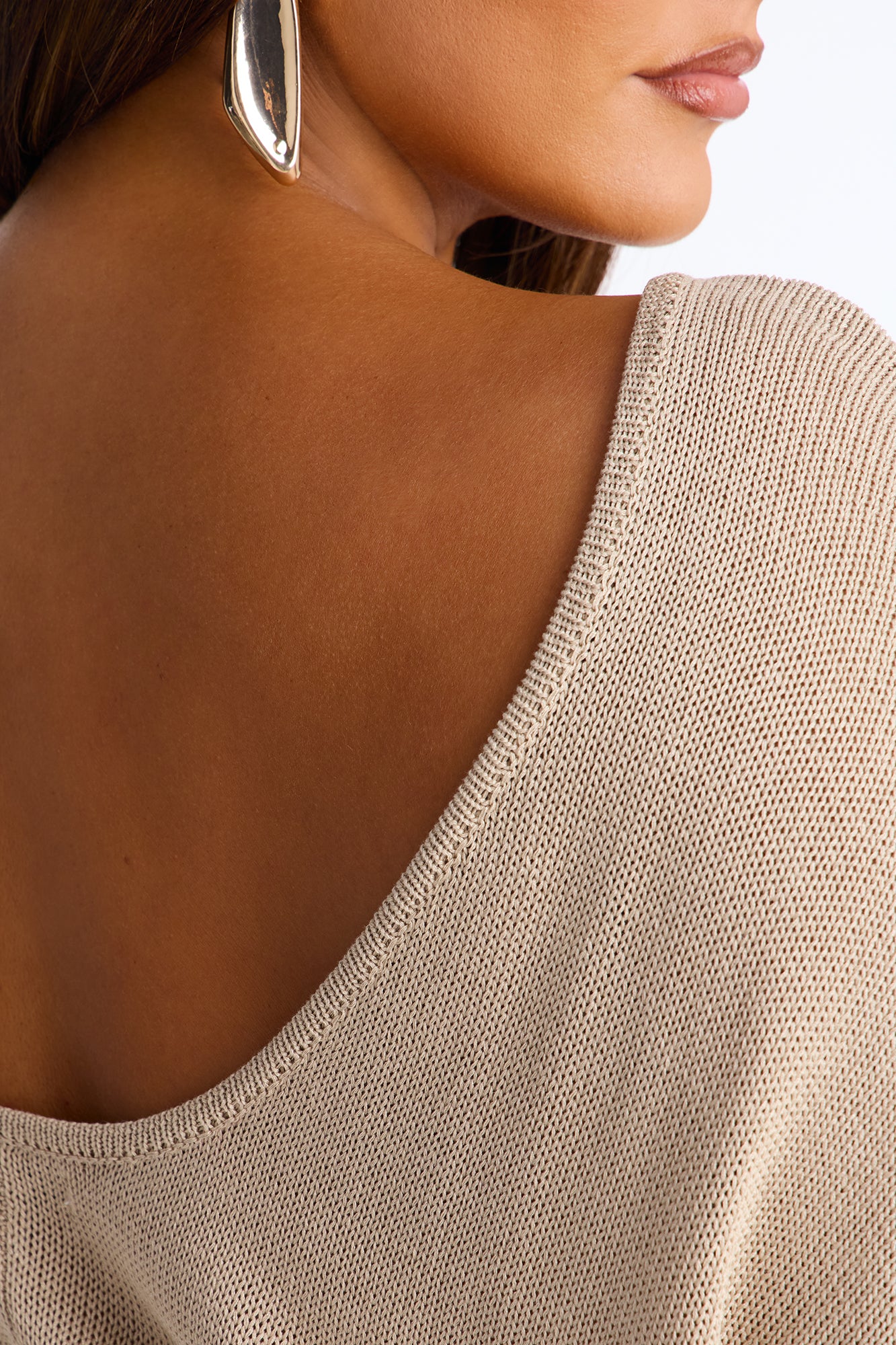 Island Girl Backless Sweater Top - Taupe - Image 8