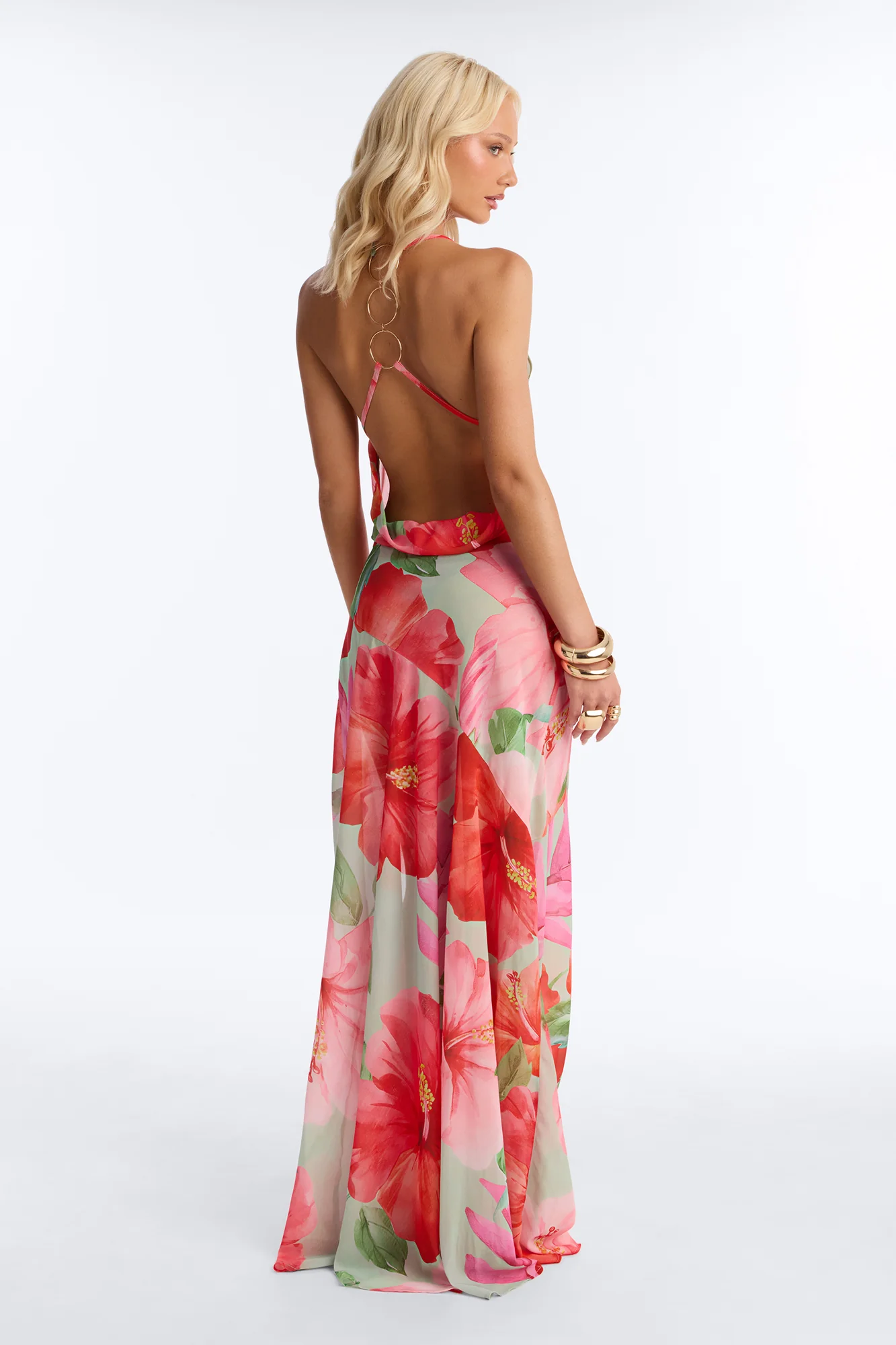 Island Girl Chiffon Maxi Dress - Green/combo