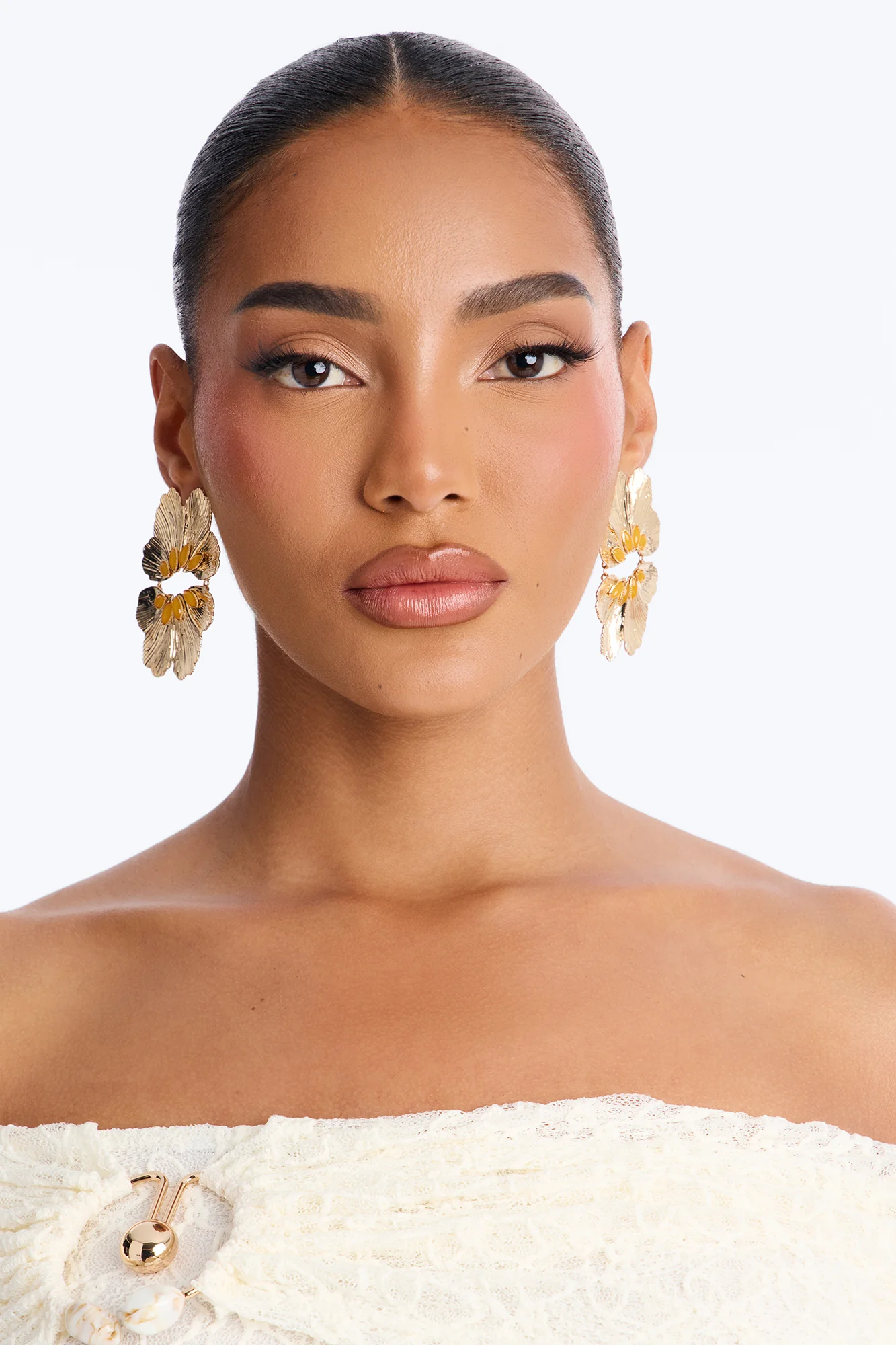 Island Glow Floral Drop Earrings - Gold/Yellow - Image 2