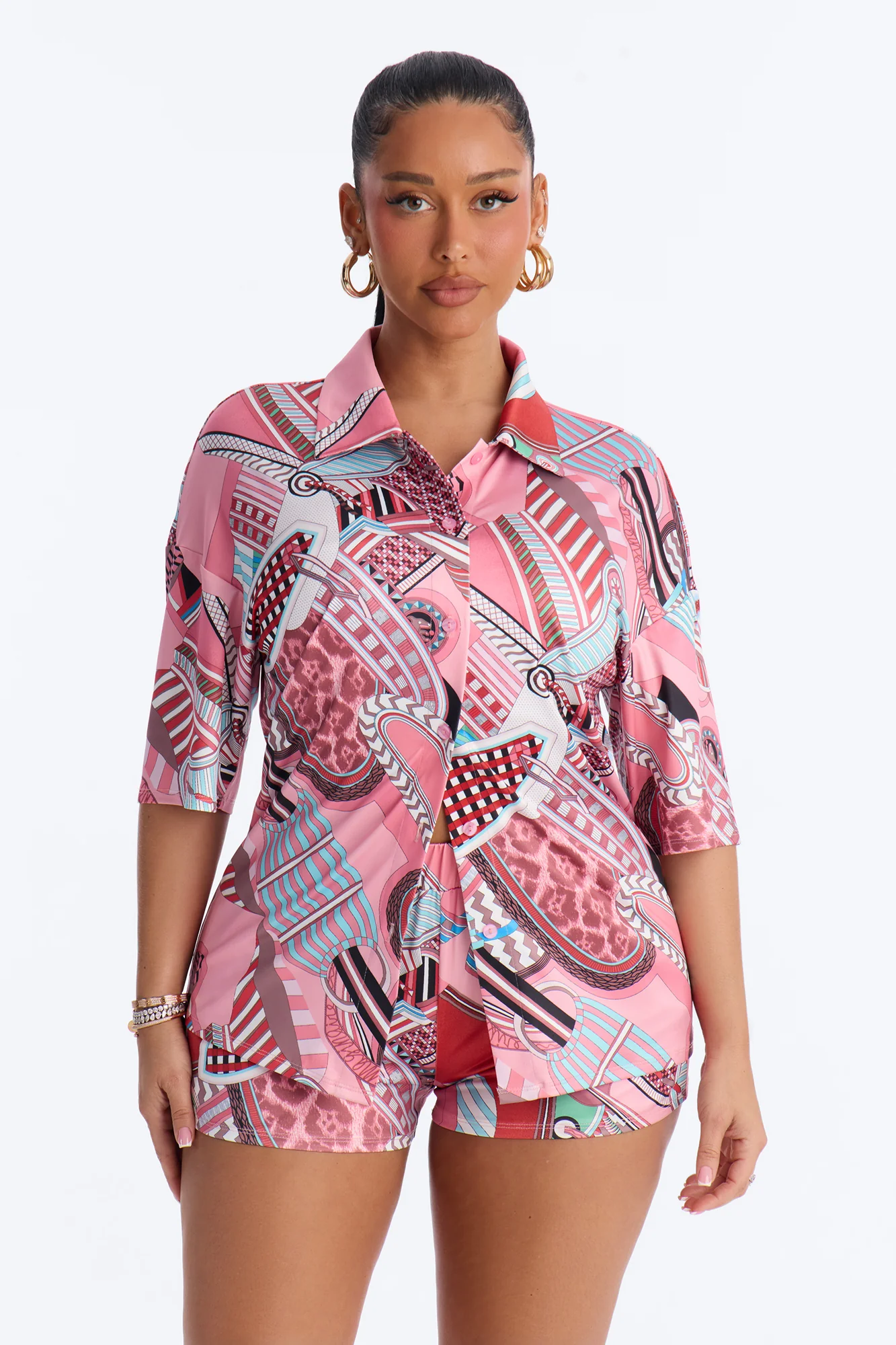 Island Mood Short Set - Pink/combo - Image 2