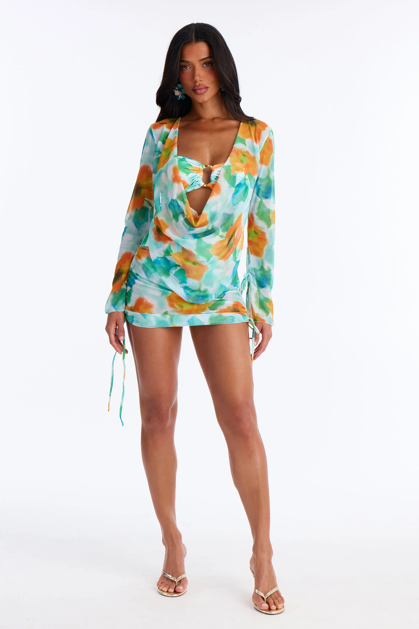 Island Shore Hardware Strapless Scoop Neck Boyshort 3 Piece Bikini Top Set - Green/combo
