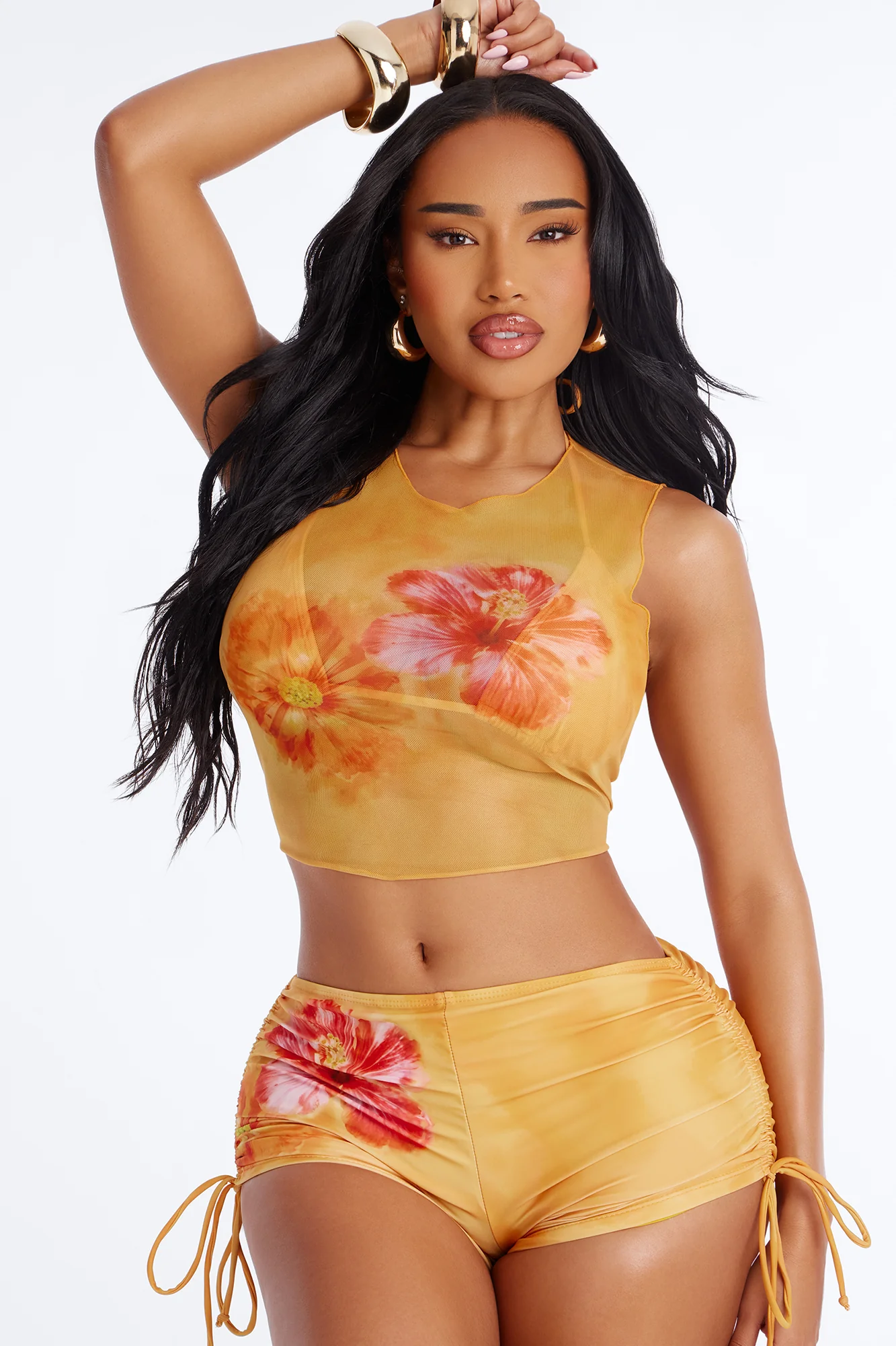Island Vibe Bikini And Coverup Top - Mustard - Image 2