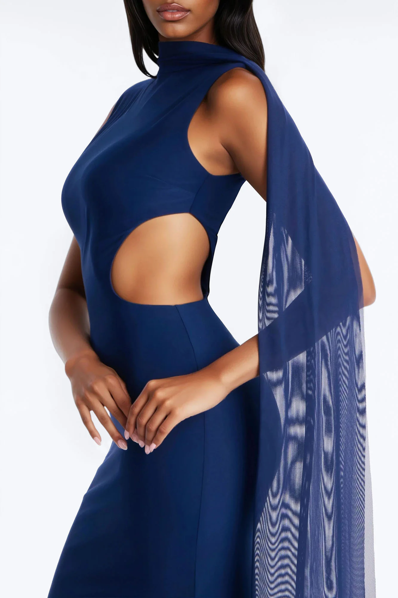 IT Girl Energy Draped Gown - Navy - Image 3