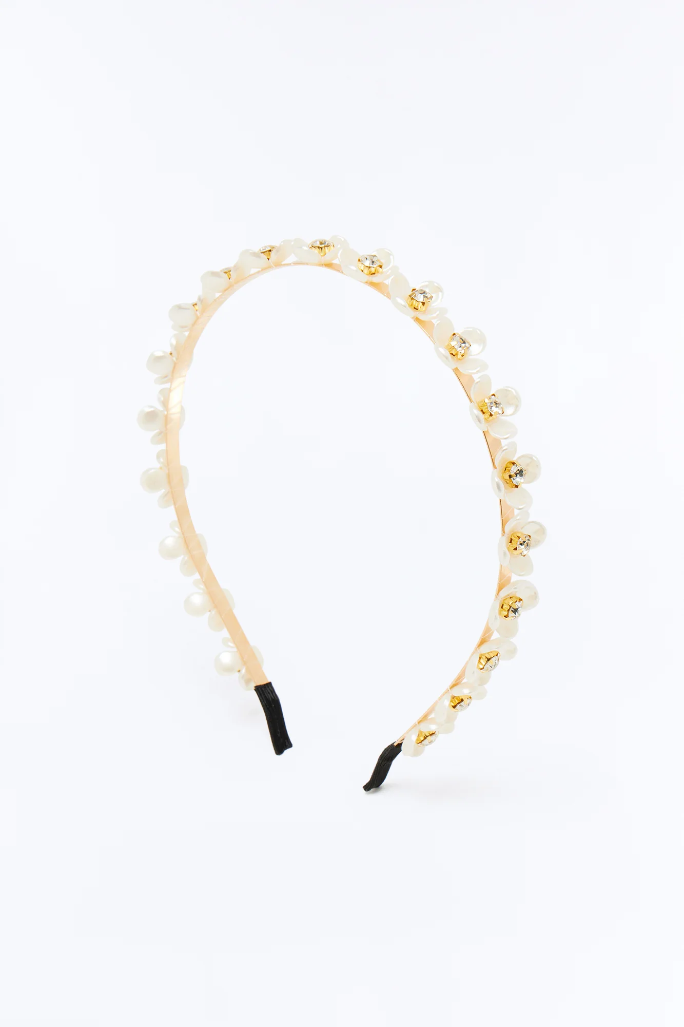 It's Giving Spring Pearl Flower Headband - Gold - Image 3