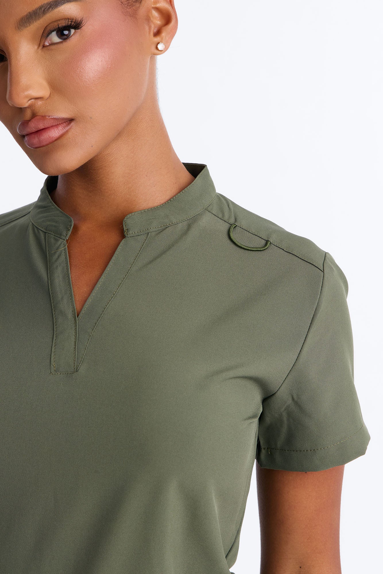 It's Go Time Collared Open Leg Uniform Scrub Set - Olive - Image 3