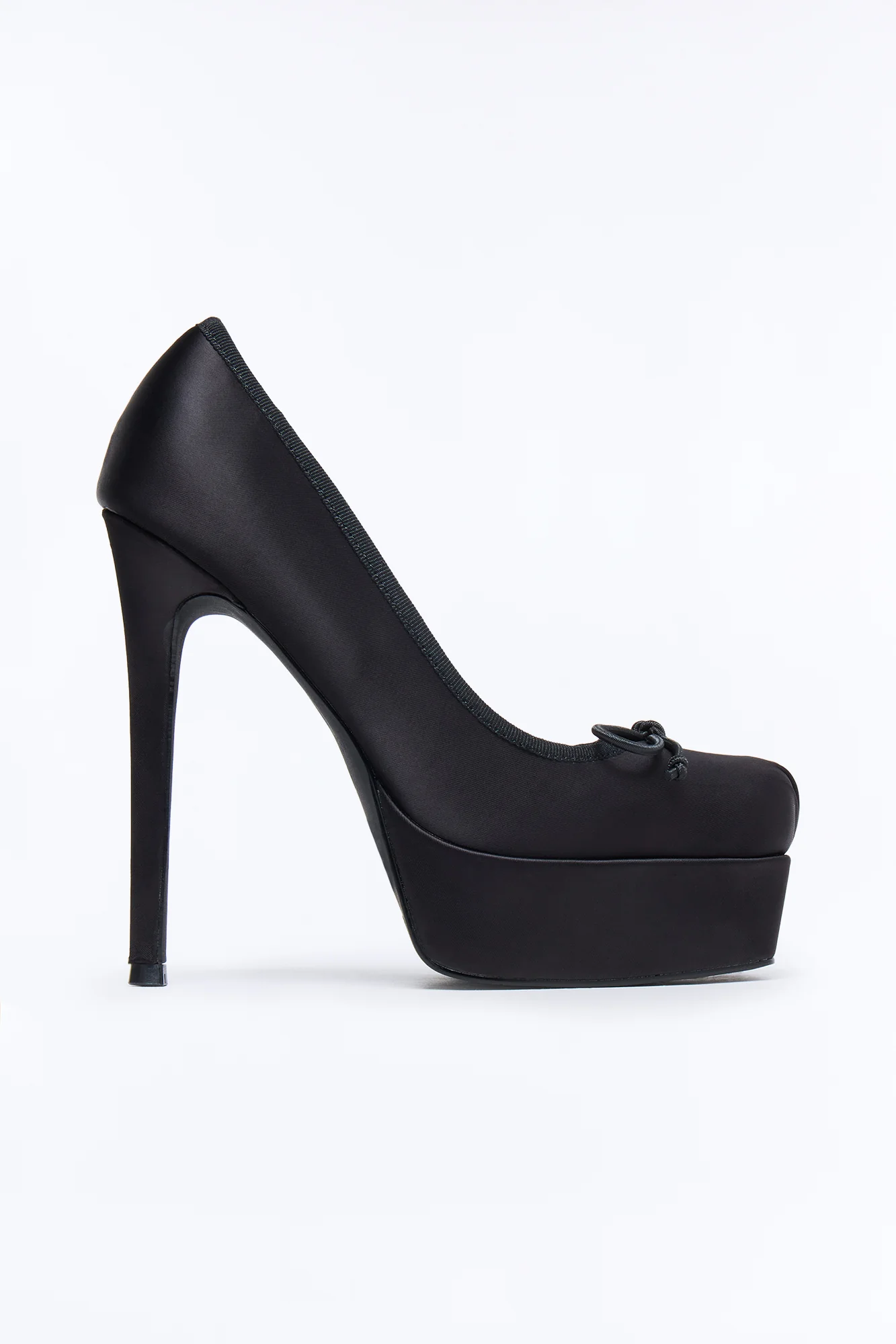Itzy Satin Bow Ballet Pumps - Black
