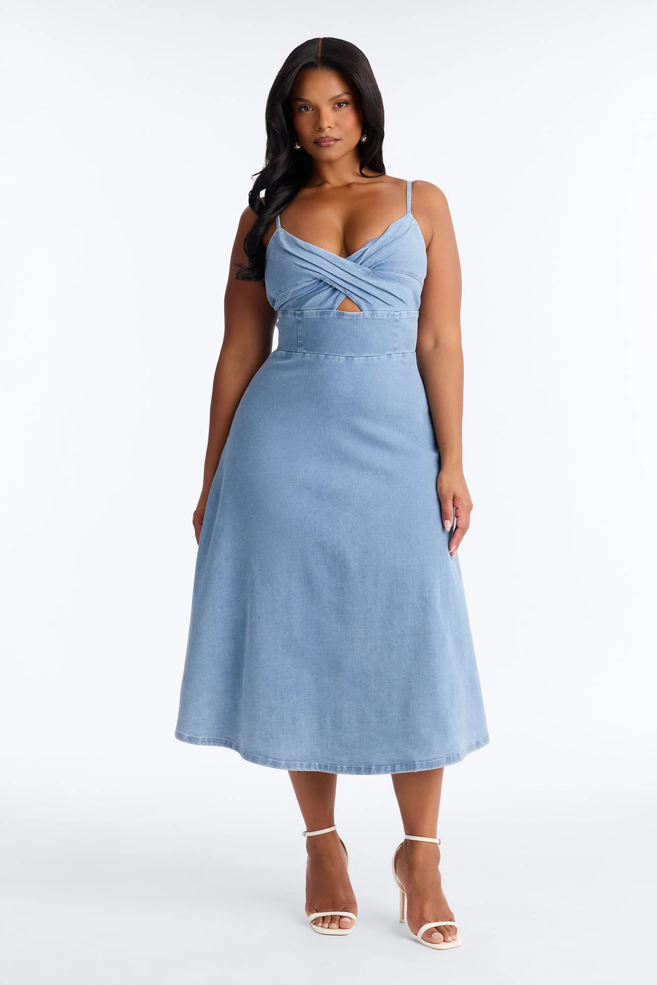 Ivy Twist Denim Midi Dress - Denim - Image 4