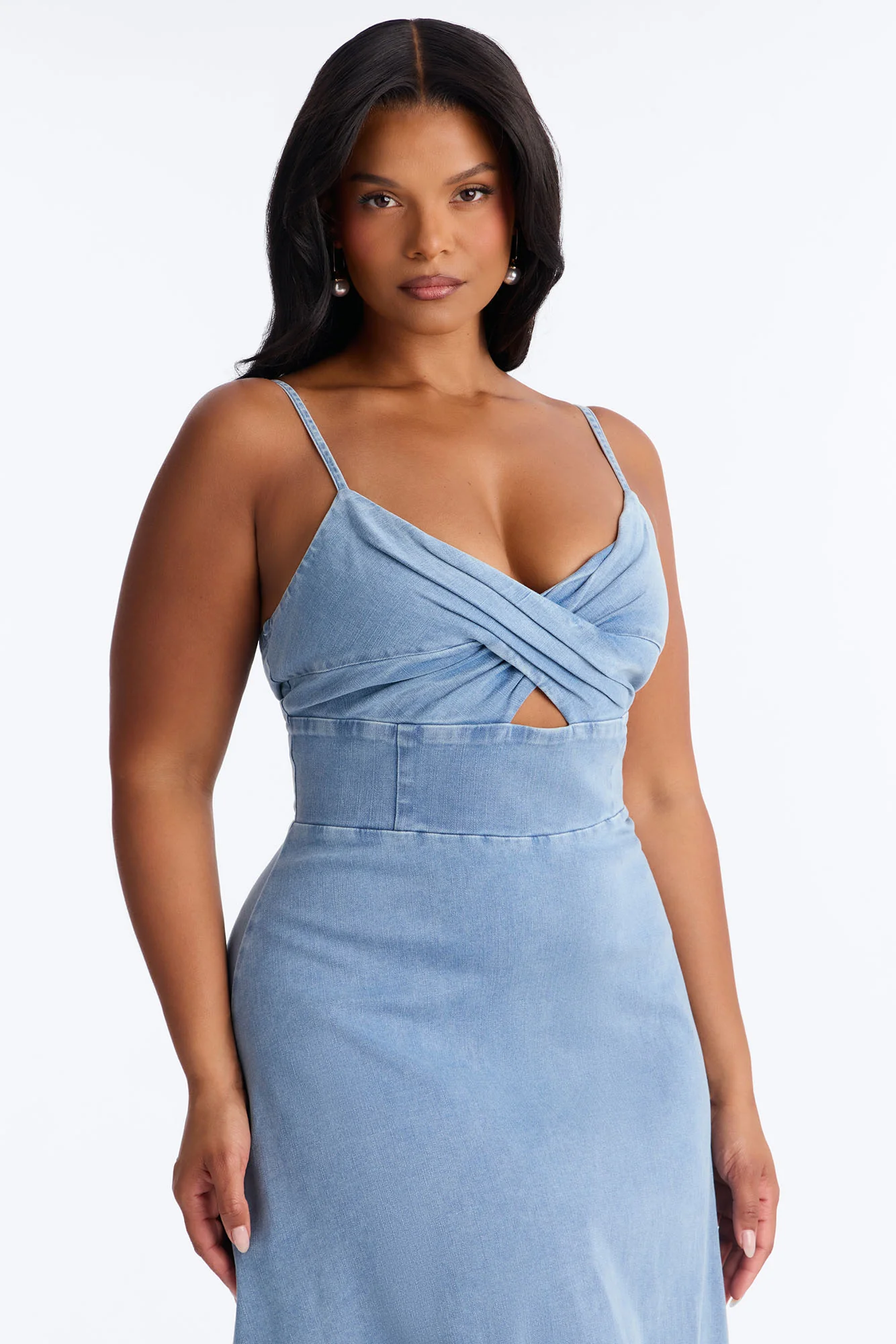 Ivy Twist Denim Midi Dress - Denim - Image 5