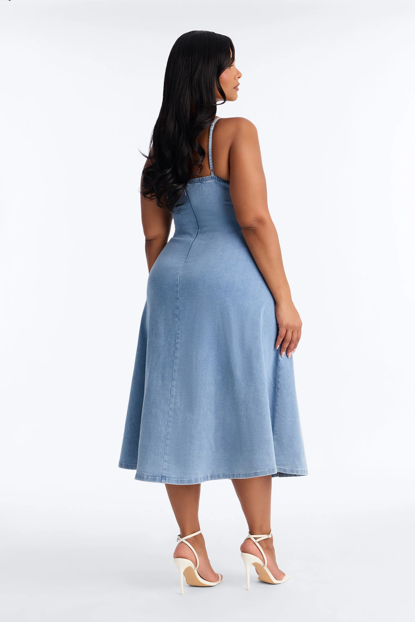 Ivy Twist Denim Midi Dress - Denim - Image 6