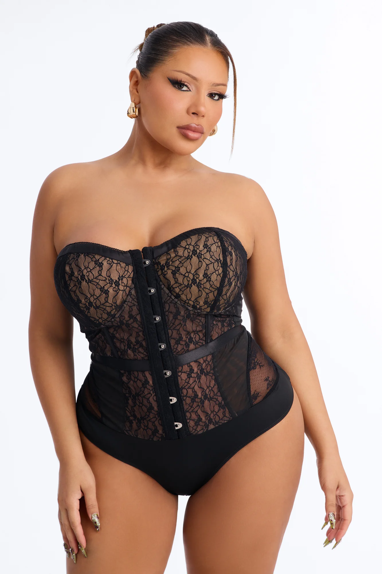 Jackie Lace Strapless Corset Bodysuit - Black/combo - Image 5