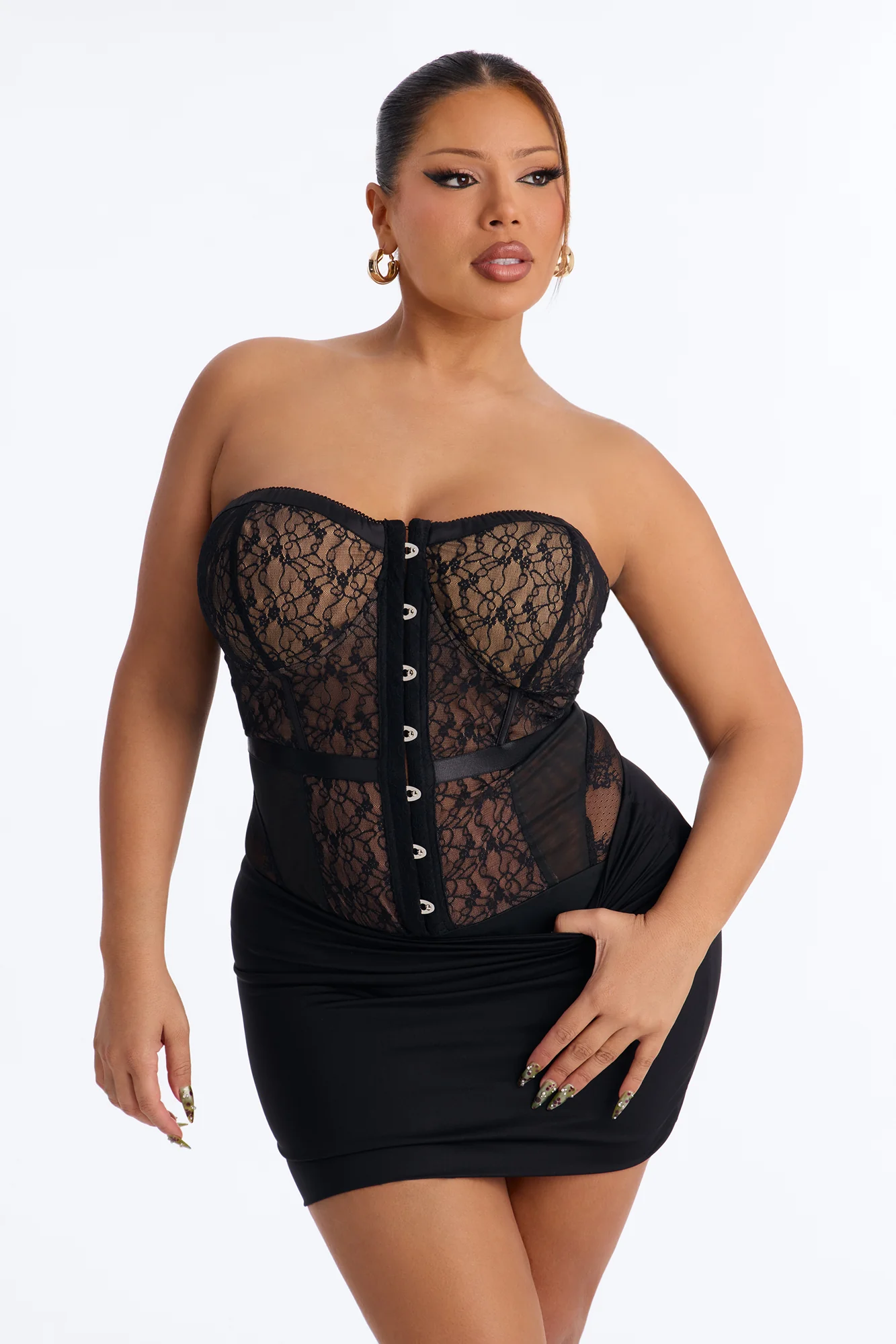 Jackie Lace Strapless Corset Bodysuit - Black/combo - Image 7