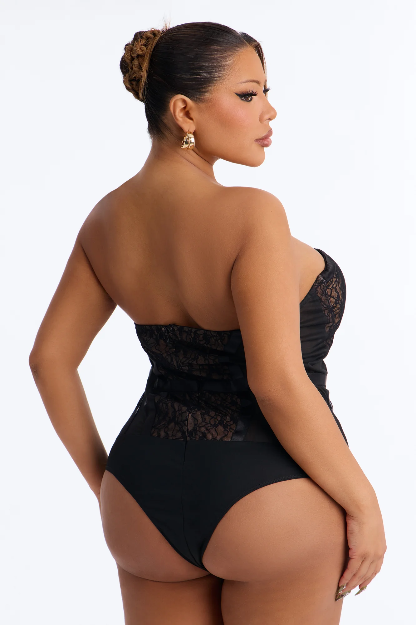 Jackie Lace Strapless Corset Bodysuit - Black/combo - Image 8