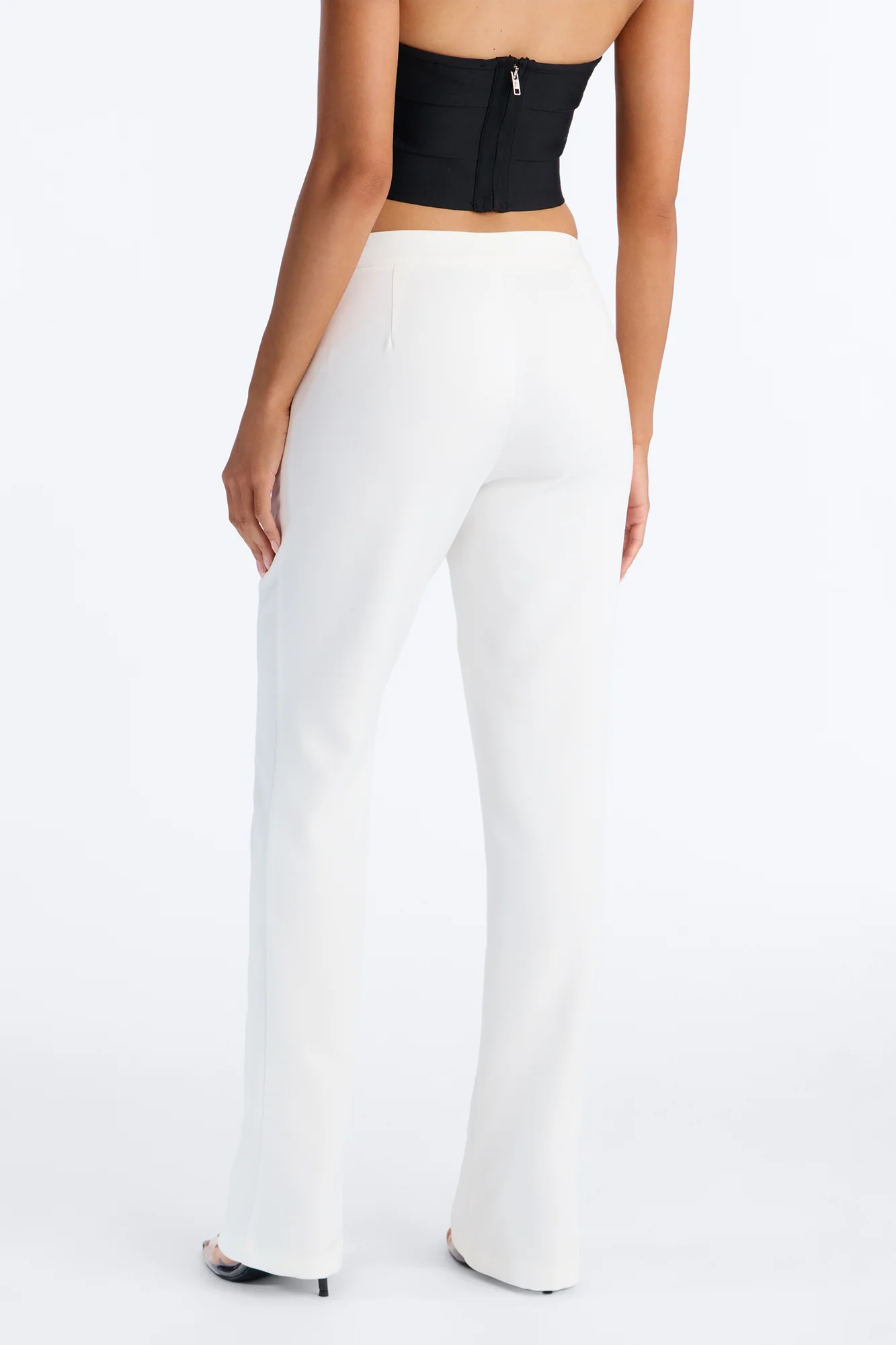 Jade Button Front Straight Leg Trouser - Ivory - Image 4
