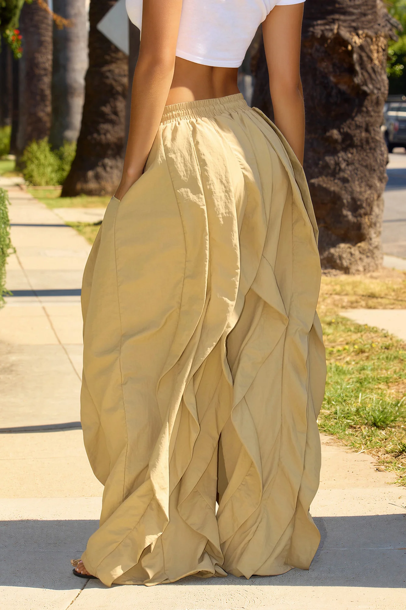 Jade Ruffled Jogger Pant - Khaki - Image 3