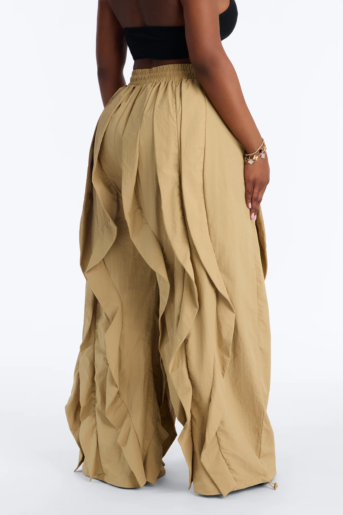 Jade Ruffled Jogger Pant - Khaki - Image 6