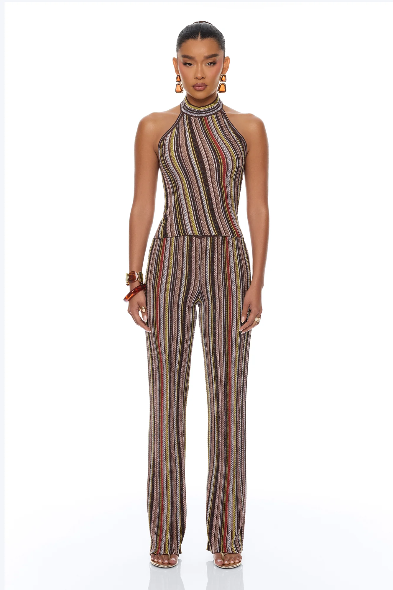 Jadyn Metallic Sweater Pant Set - Multi Color