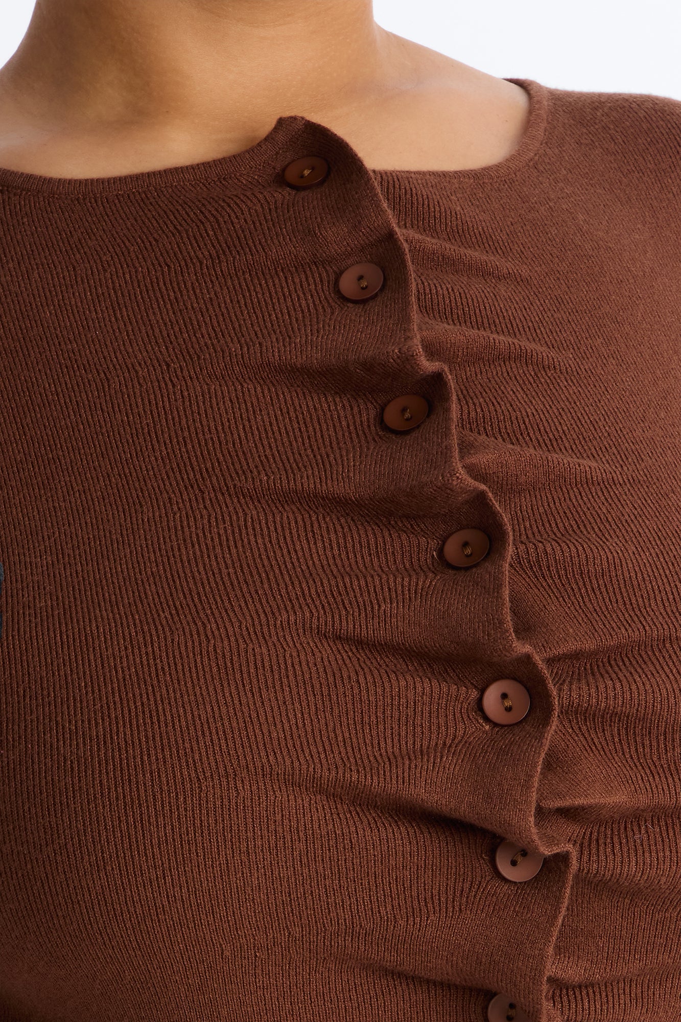 Jaime Sweater Button Up Midi Dress - Brown - Image 6