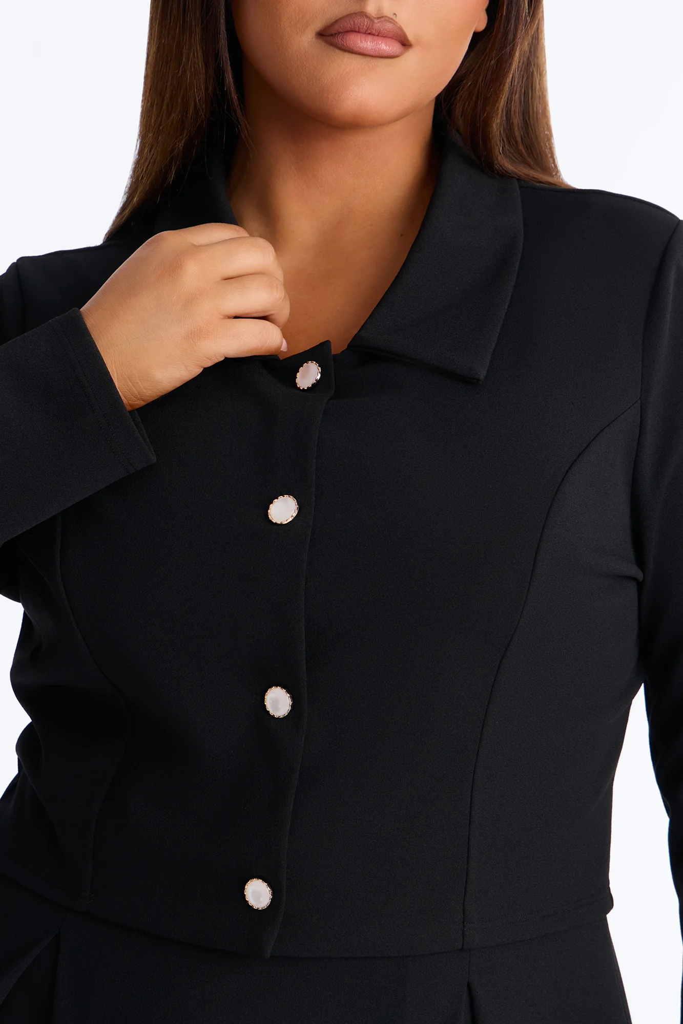 Janae Pleated Midi Dress 2 Piece Set - Black - Image 3