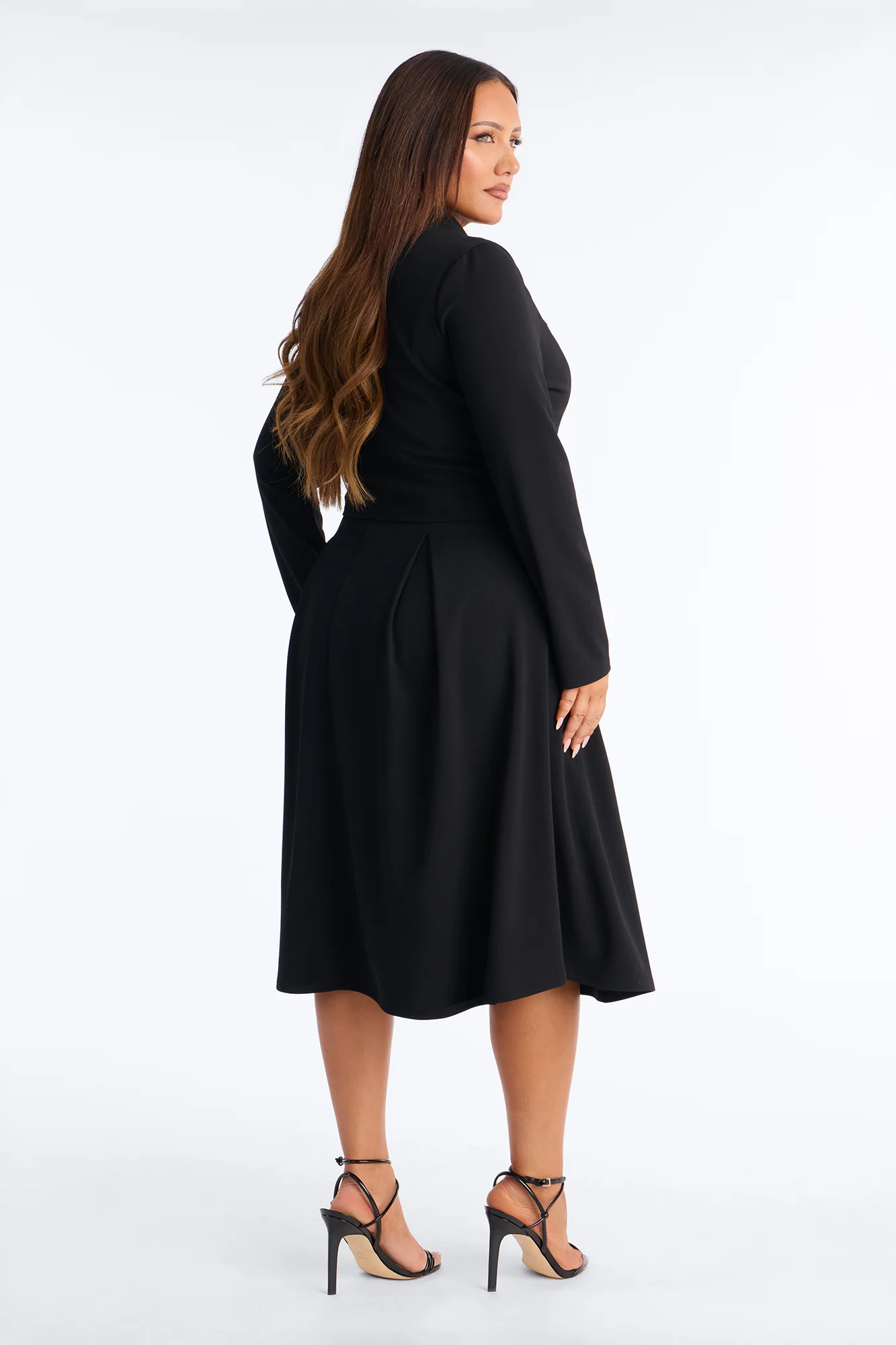 Janae Pleated Midi Dress 2 Piece Set - Black - Image 4