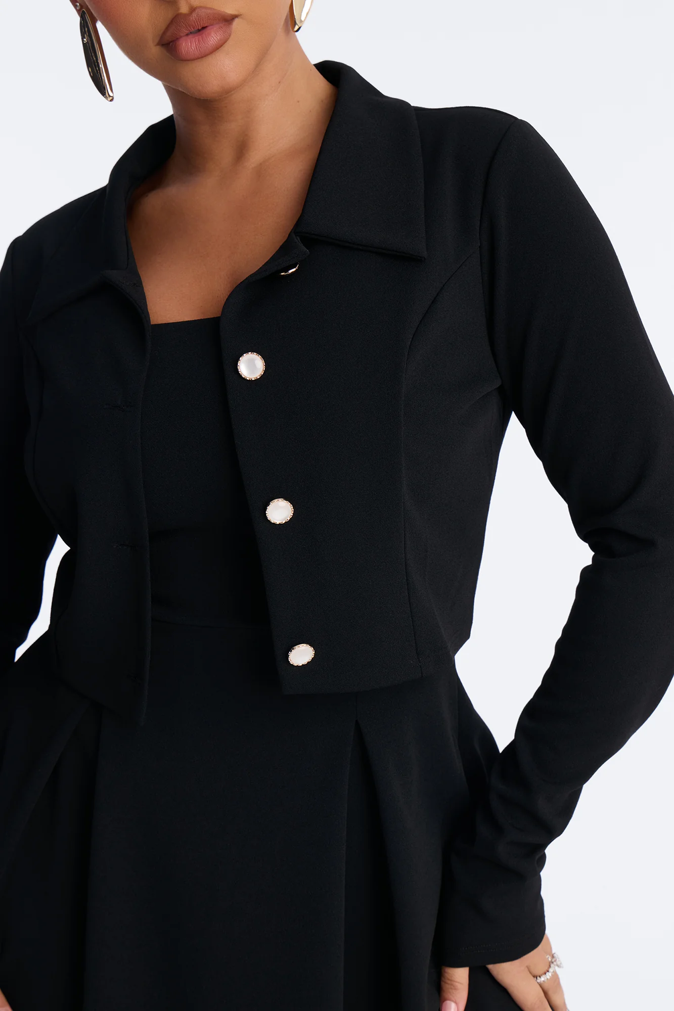 Janae Pleated Midi Dress 2 Piece Set - Black - Image 7