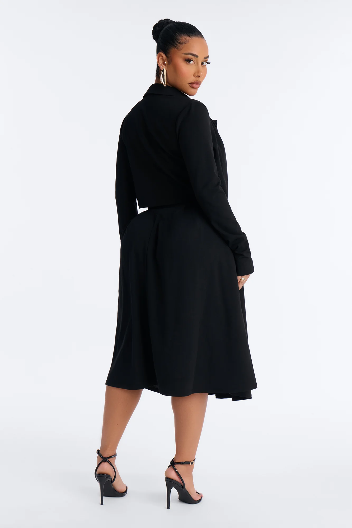 Janae Pleated Midi Dress 2 Piece Set - Black - Image 8