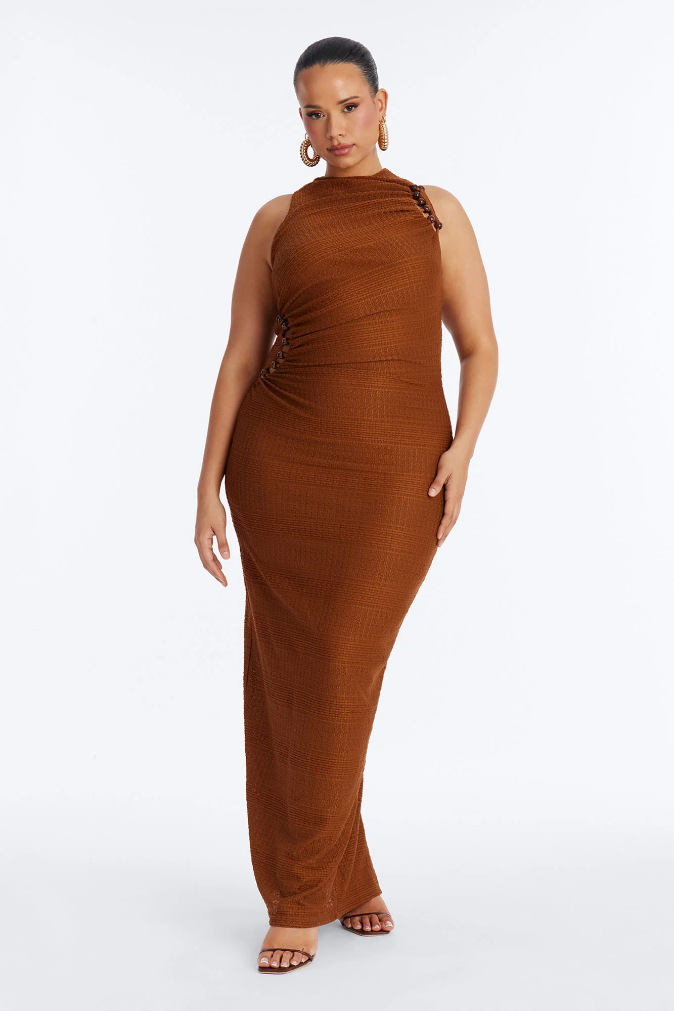 Jane Beaded Maxi Dress - Medium Brown - Image 5