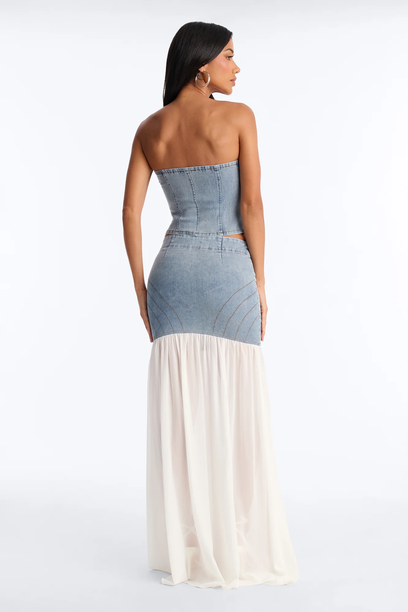 Jane Denim Strapless Maxi Skirt Set - Denim - Image 4