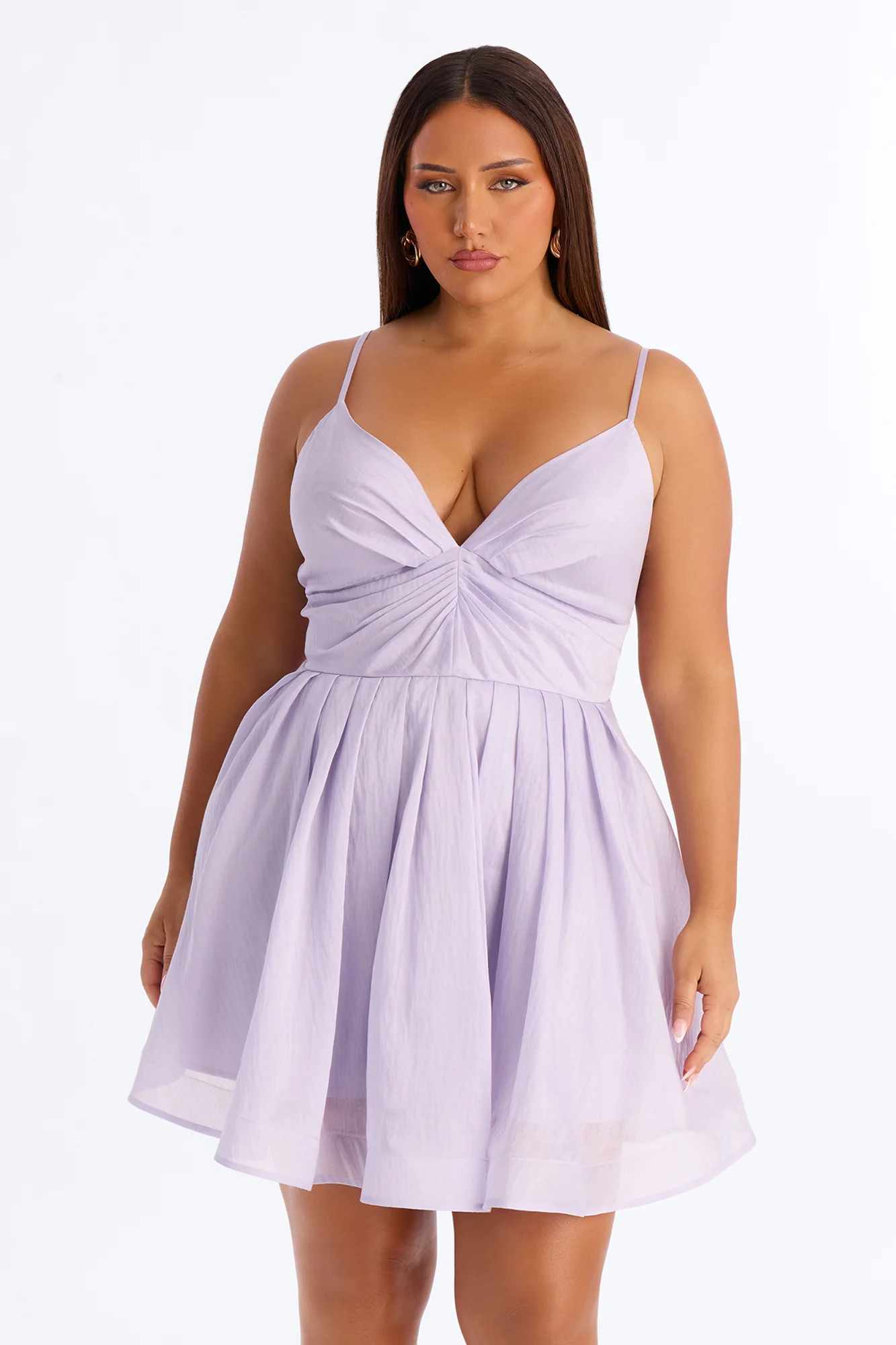 Janelle Pleated Organza Mini Dress - Lavender - Image 6