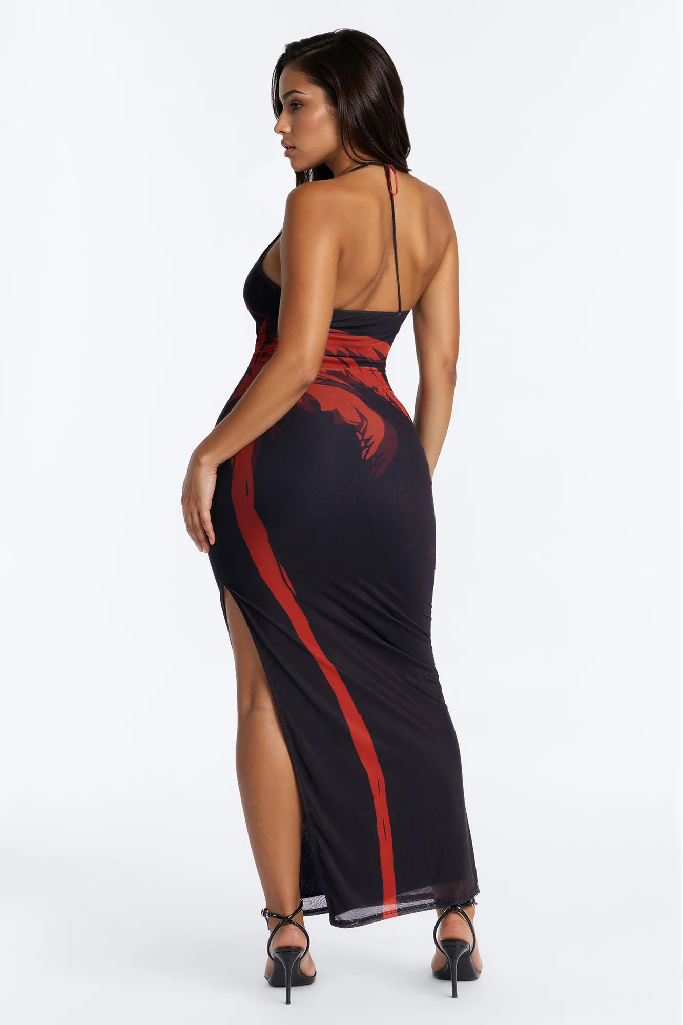 Janelle Printed Mesh Maxi Dress - Black/combo - Image 4