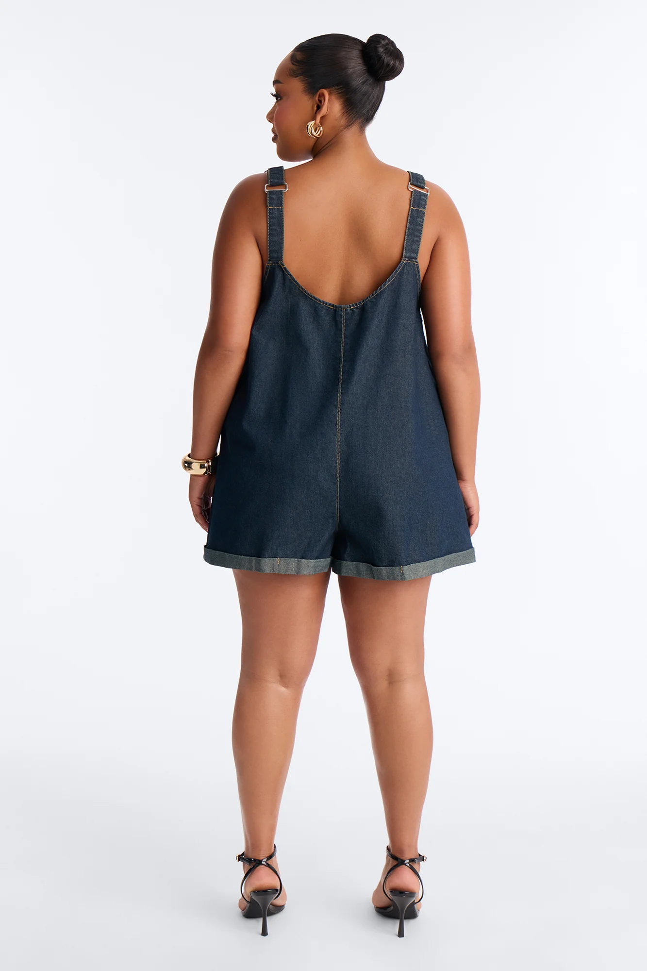 Janie Low Back Denim Romper - Dark Denim - Image 8