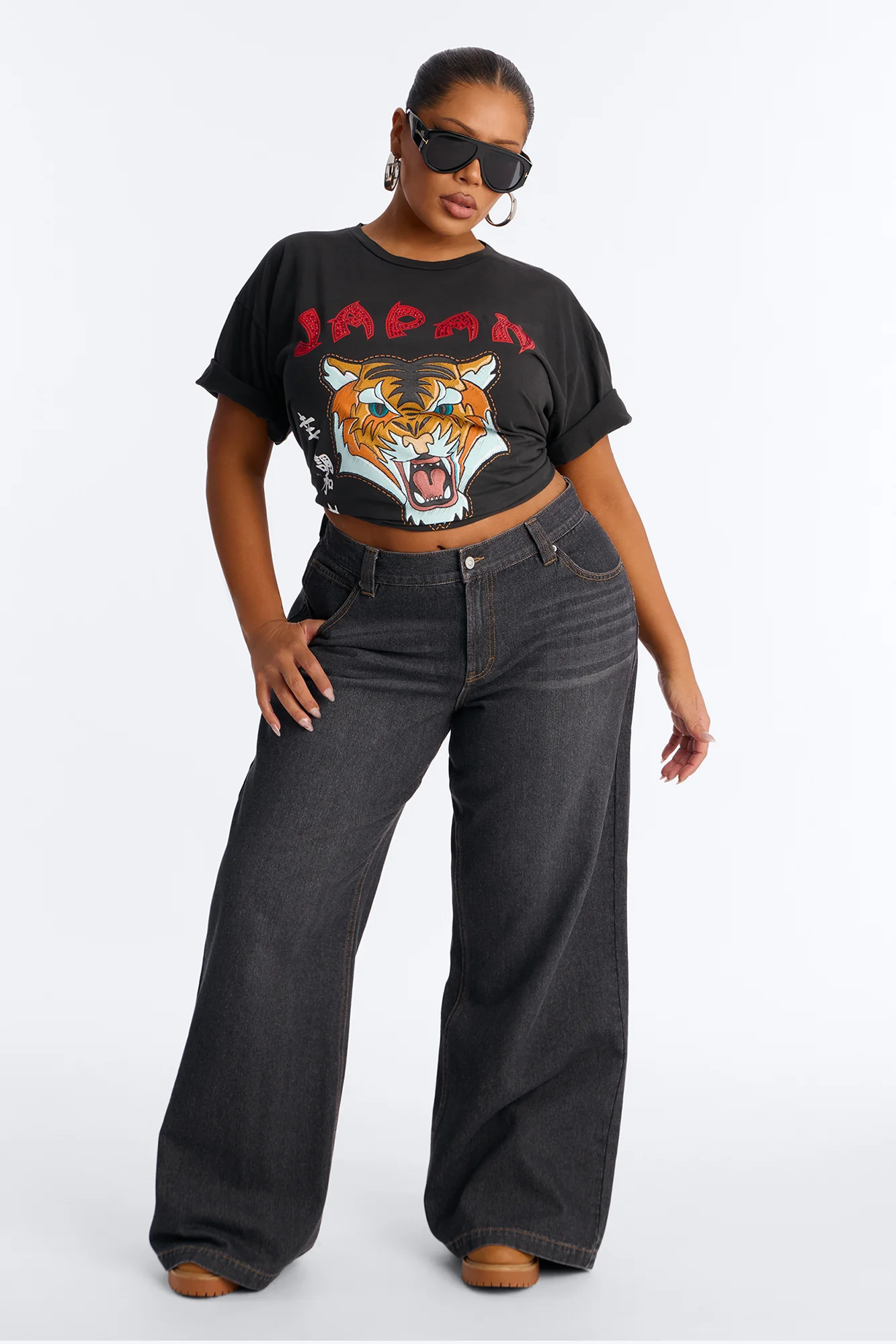 Japan Rhinestone Washed Tiger Tee - Black Wash - Image 7