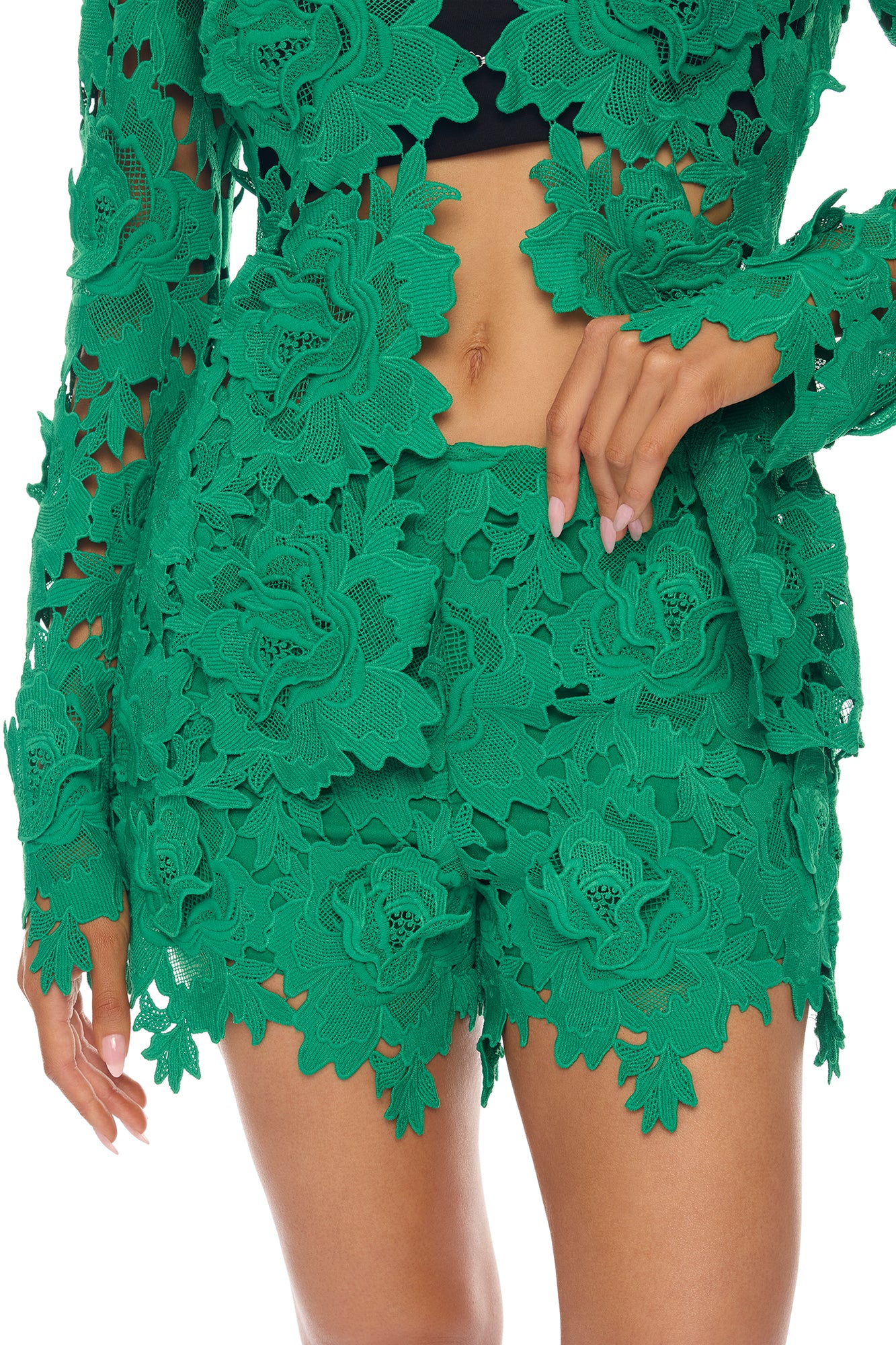 Jaslyn Embroidered Short Set - Green - Image 3
