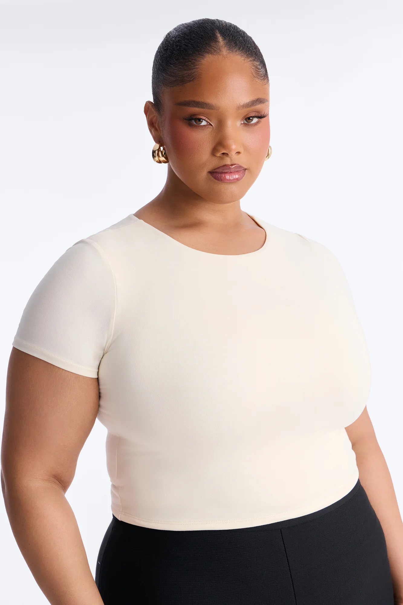 Jaslynn Double Lined Cropped Baby Tee - Bone - Image 6