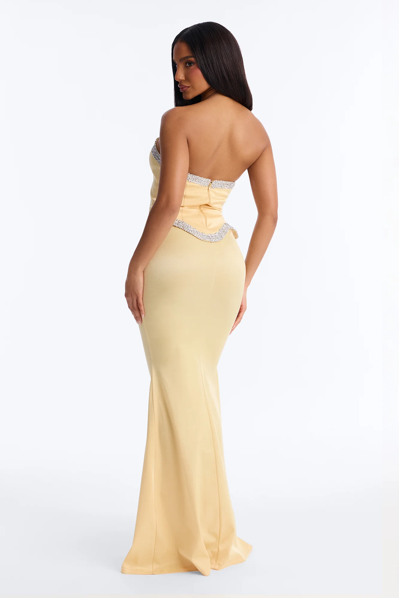 Jasmine Corset Metallic Gown - Yellow - Image 4
