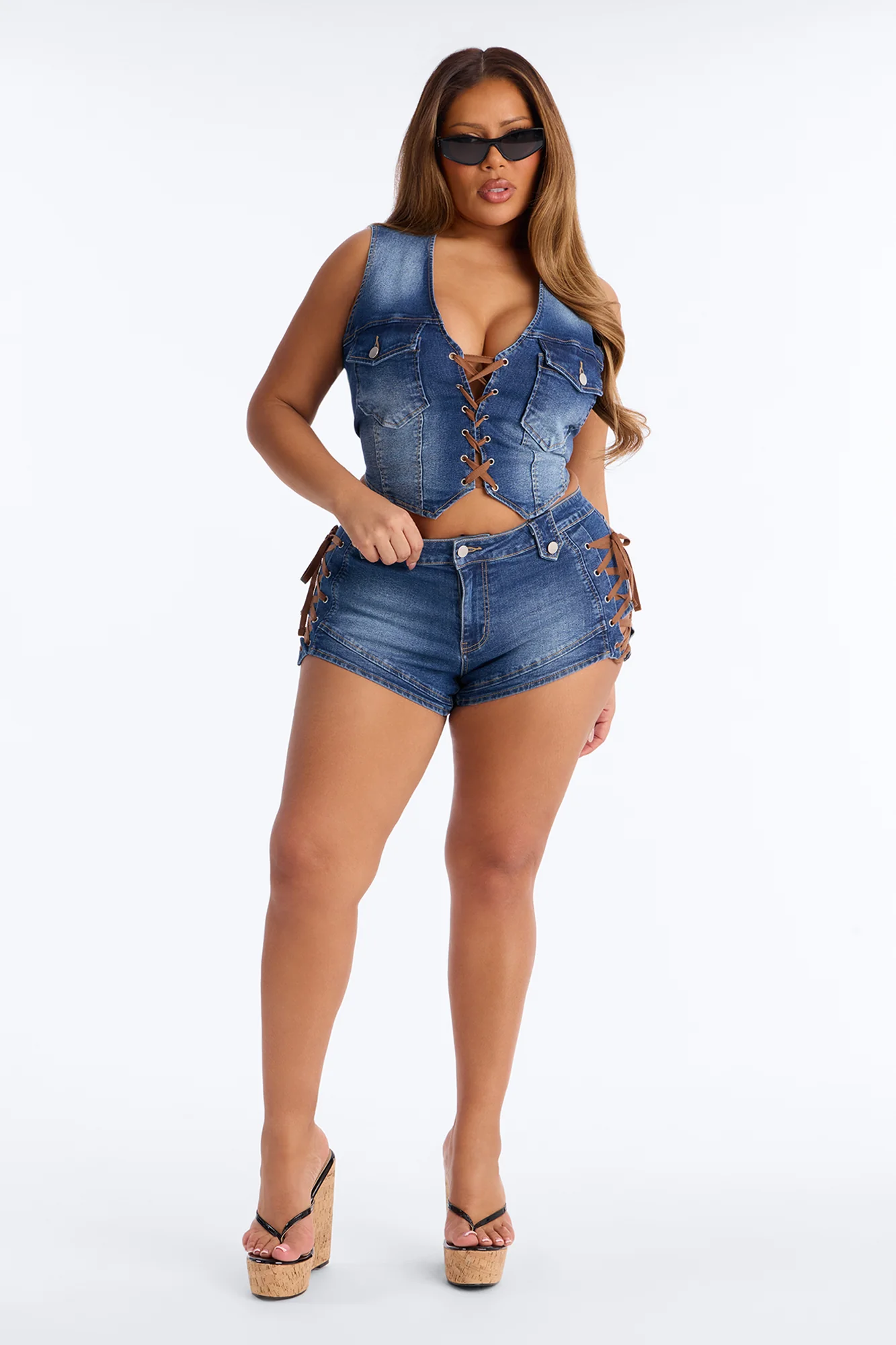 Jaw Dropper Stretch Denim Vest - Dark Wash - Image 5