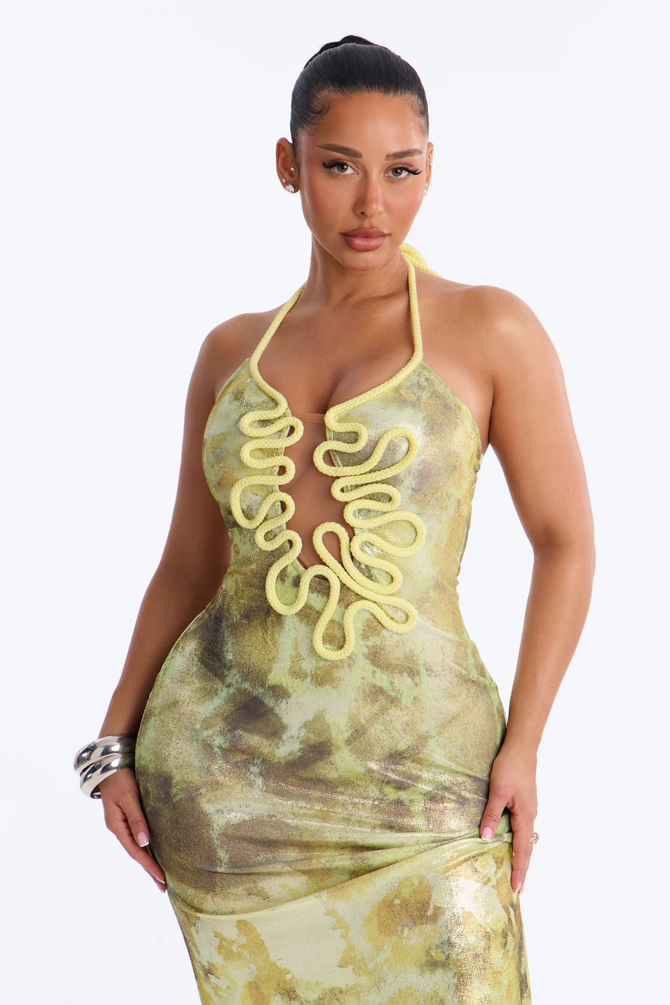 Jayda Metallic Maxi Dress - Green/combo - Image 2