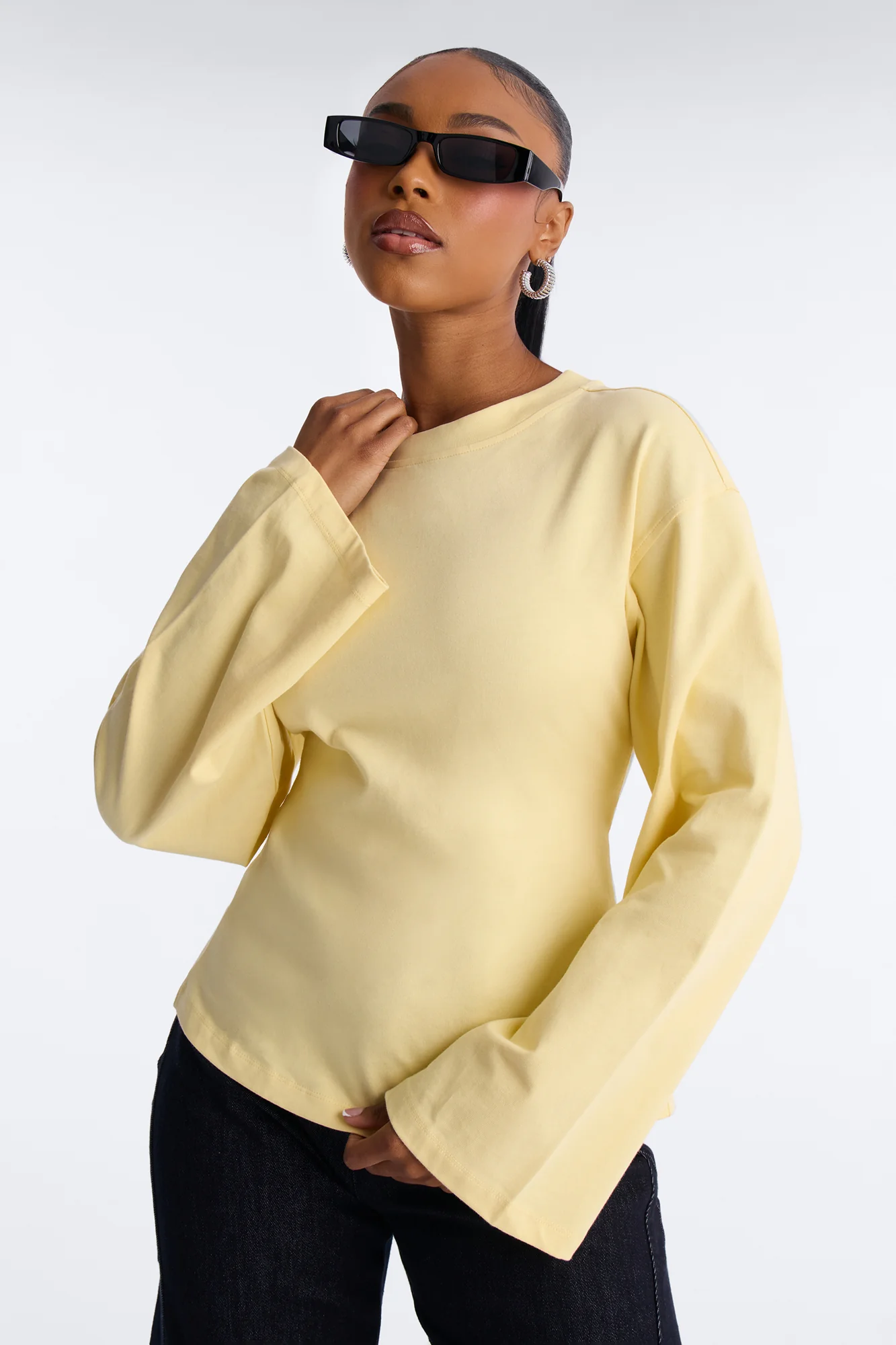 Jayden Fitted Shirt Long Sleeve T-Shirt - Butter Yellow