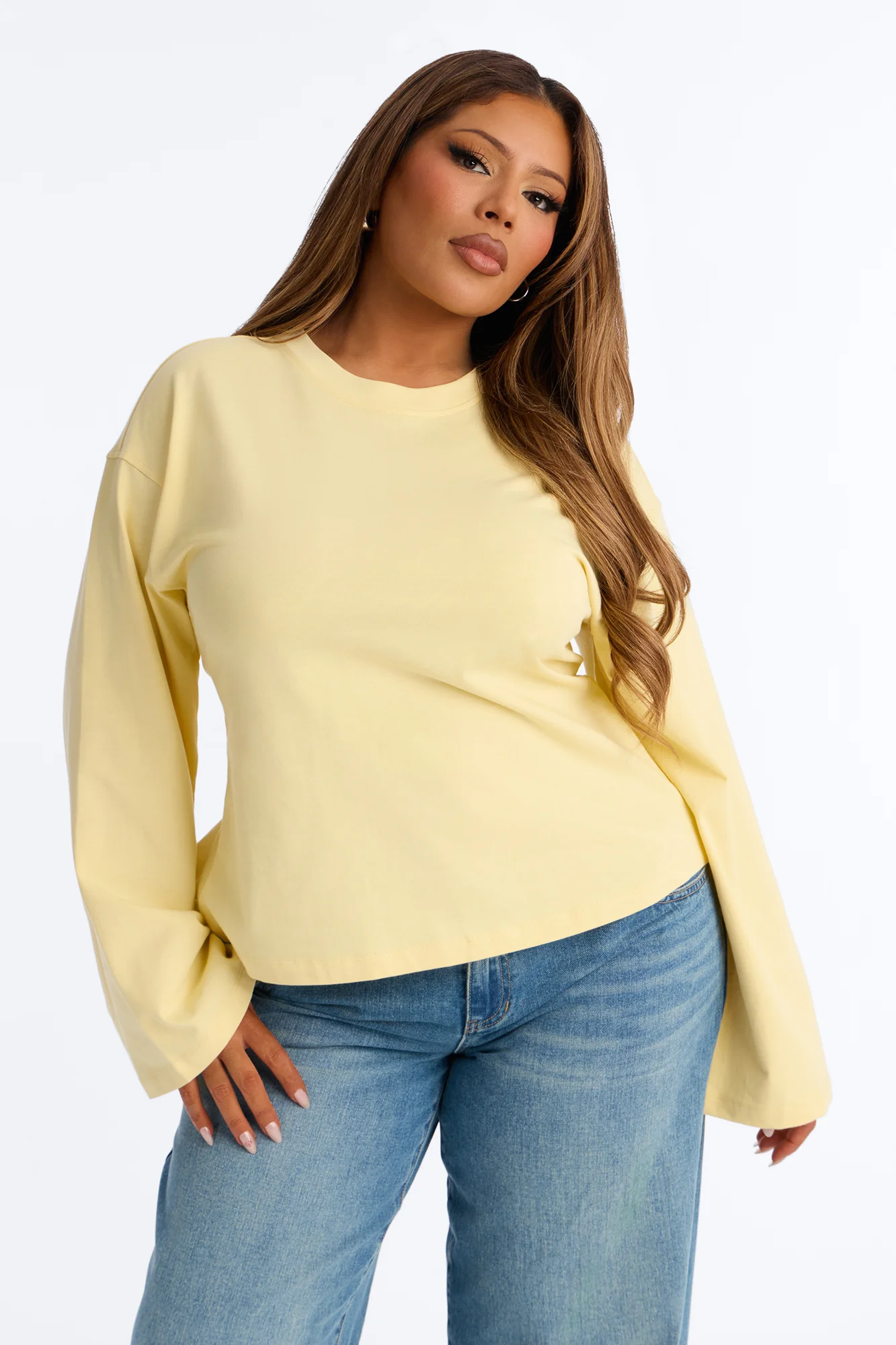Jayden Fitted Shirt Long Sleeve T-Shirt - Butter Yellow - Image 5