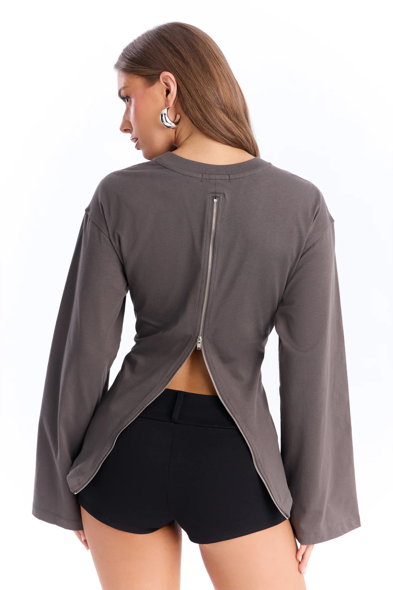 Jayden Fitted Shirt Long Sleeve T-Shirt - Charcoal