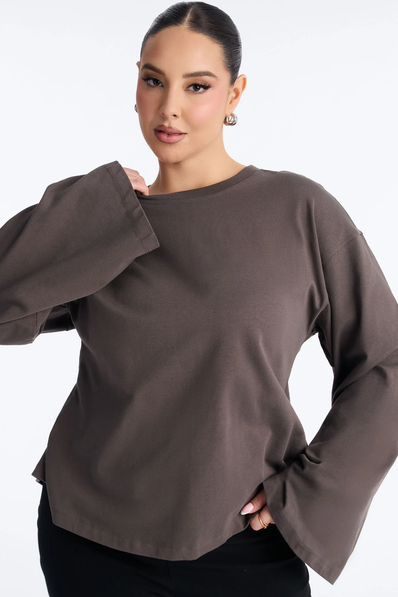Jayden Fitted Shirt Long Sleeve T-Shirt - Charcoal - Image 6